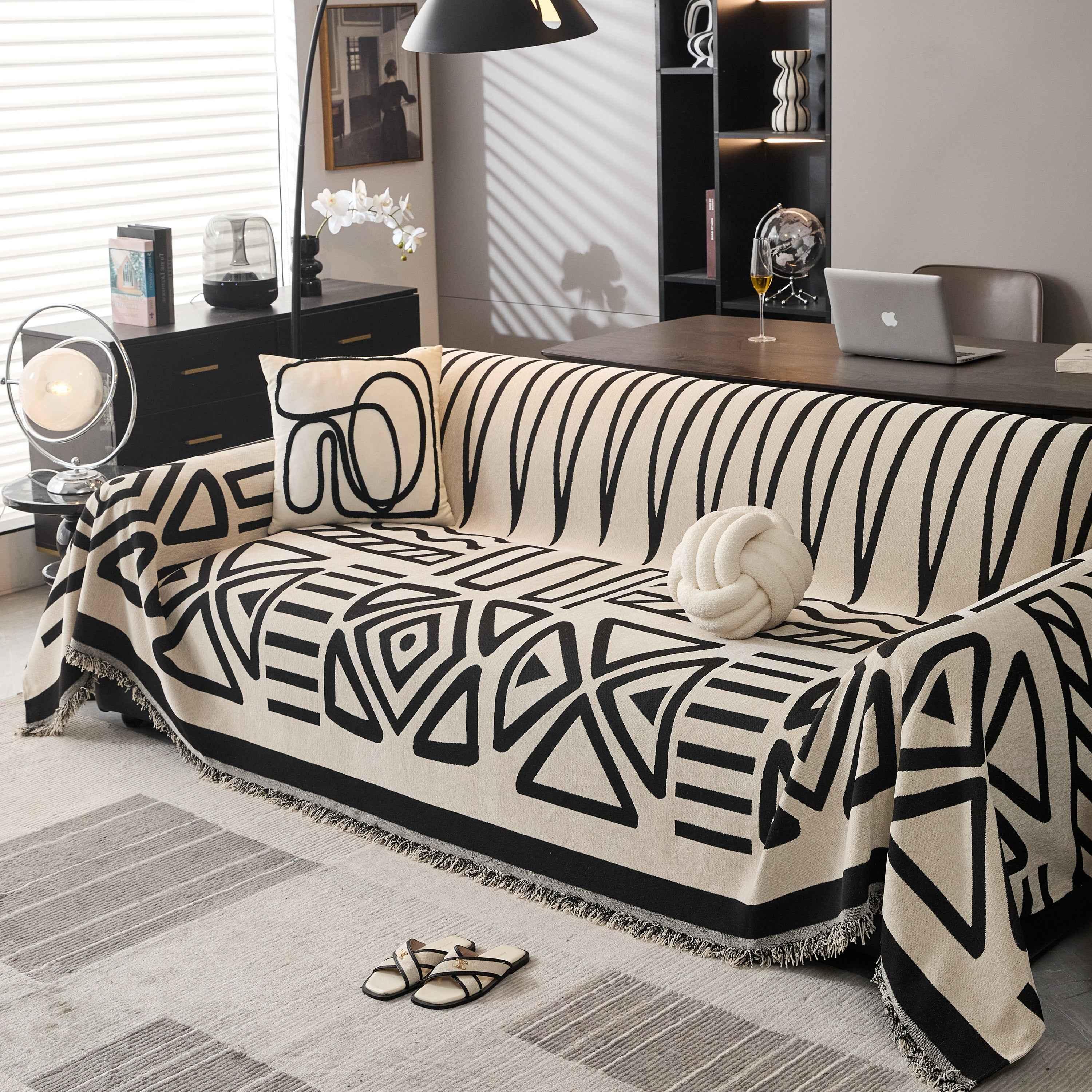 Boho Chenille Sofa Throw Covers Sectional Sofa Couch Cover Sofa Protector Covers - TaroTextile