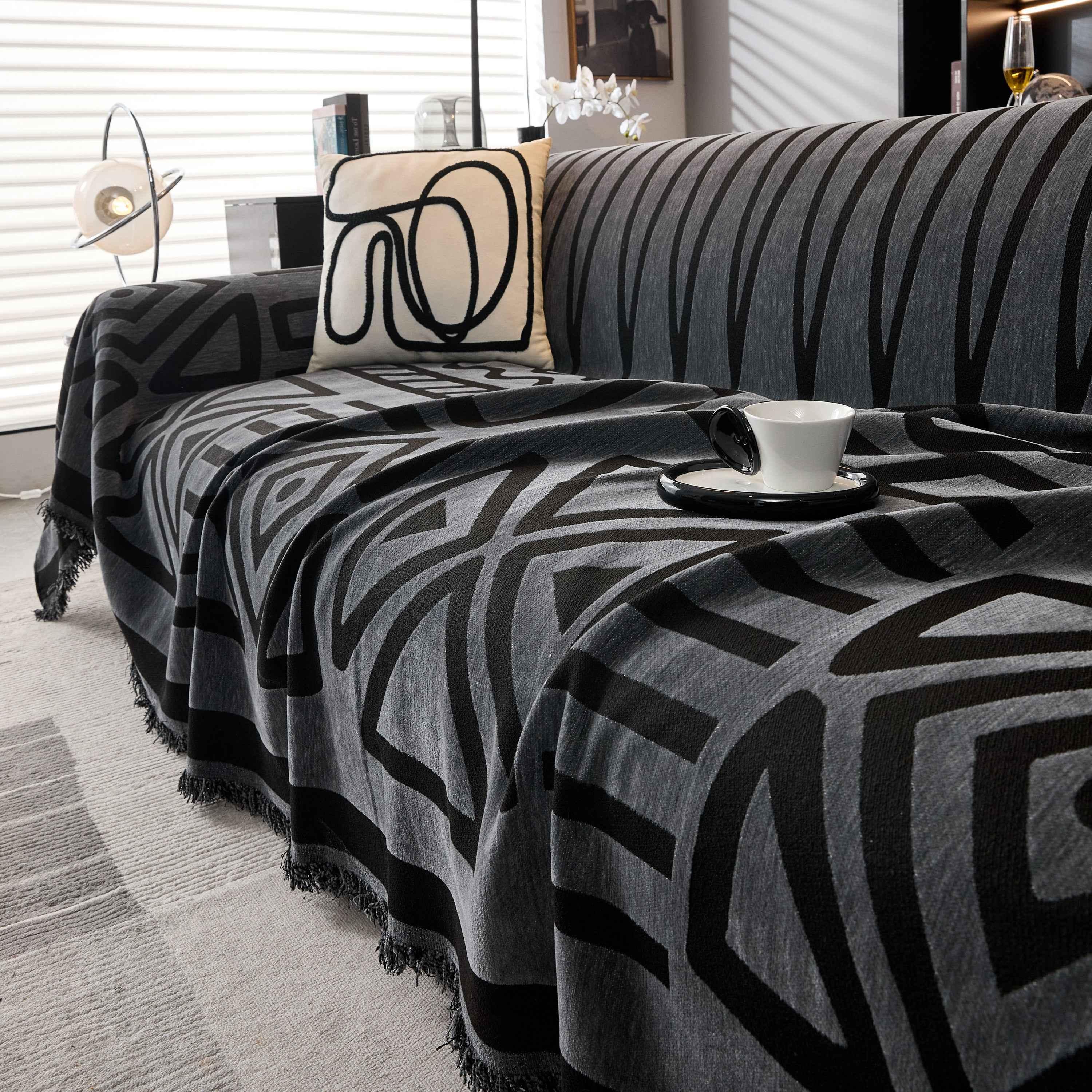 Boho Chenille Sofa Throw Covers Sectional Sofa Couch Cover Sofa Protector Covers - TaroTextile