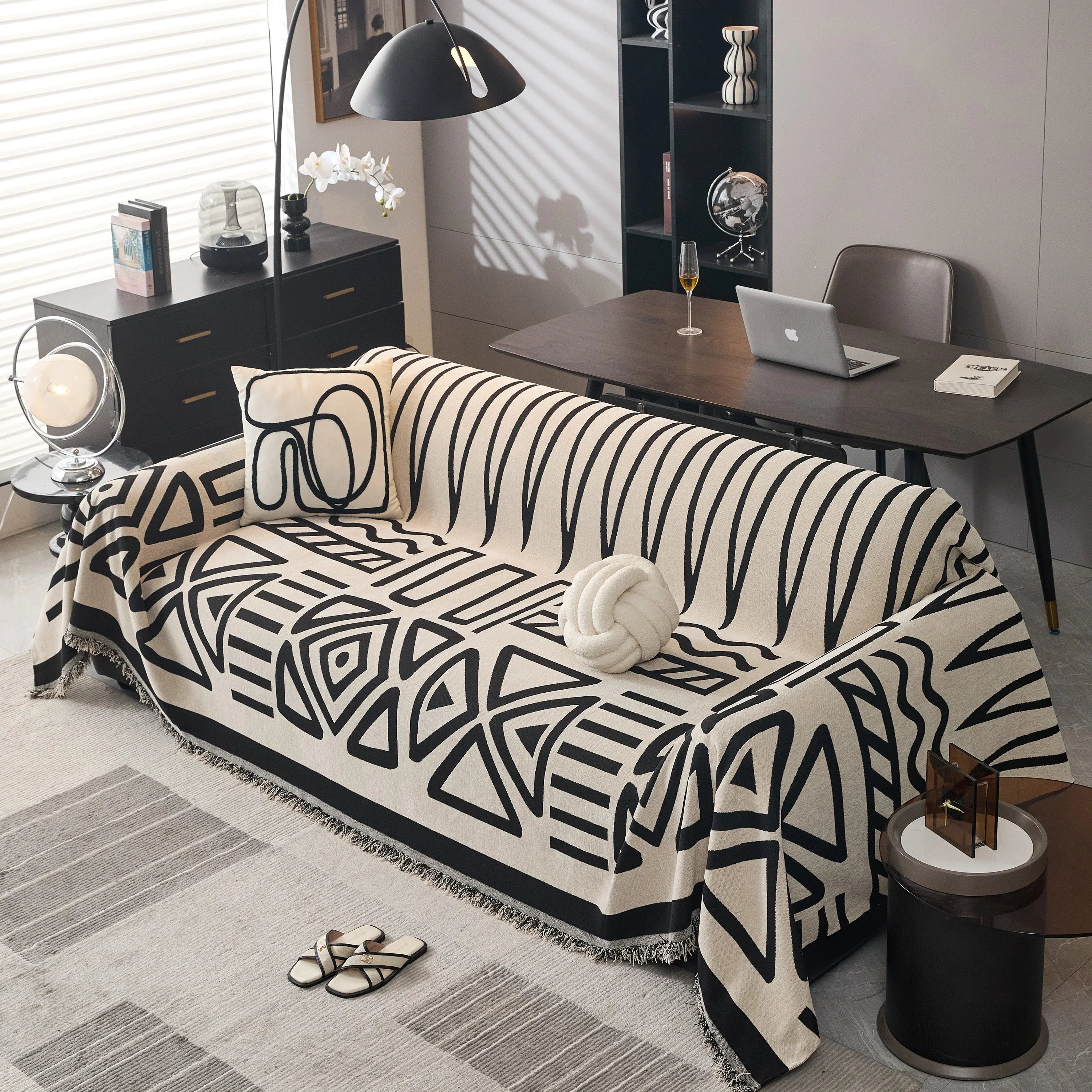 Boho Chenille Sofa Throw Covers Sectional Sofa Couch Cover Sofa Protector Covers - TaroTextile