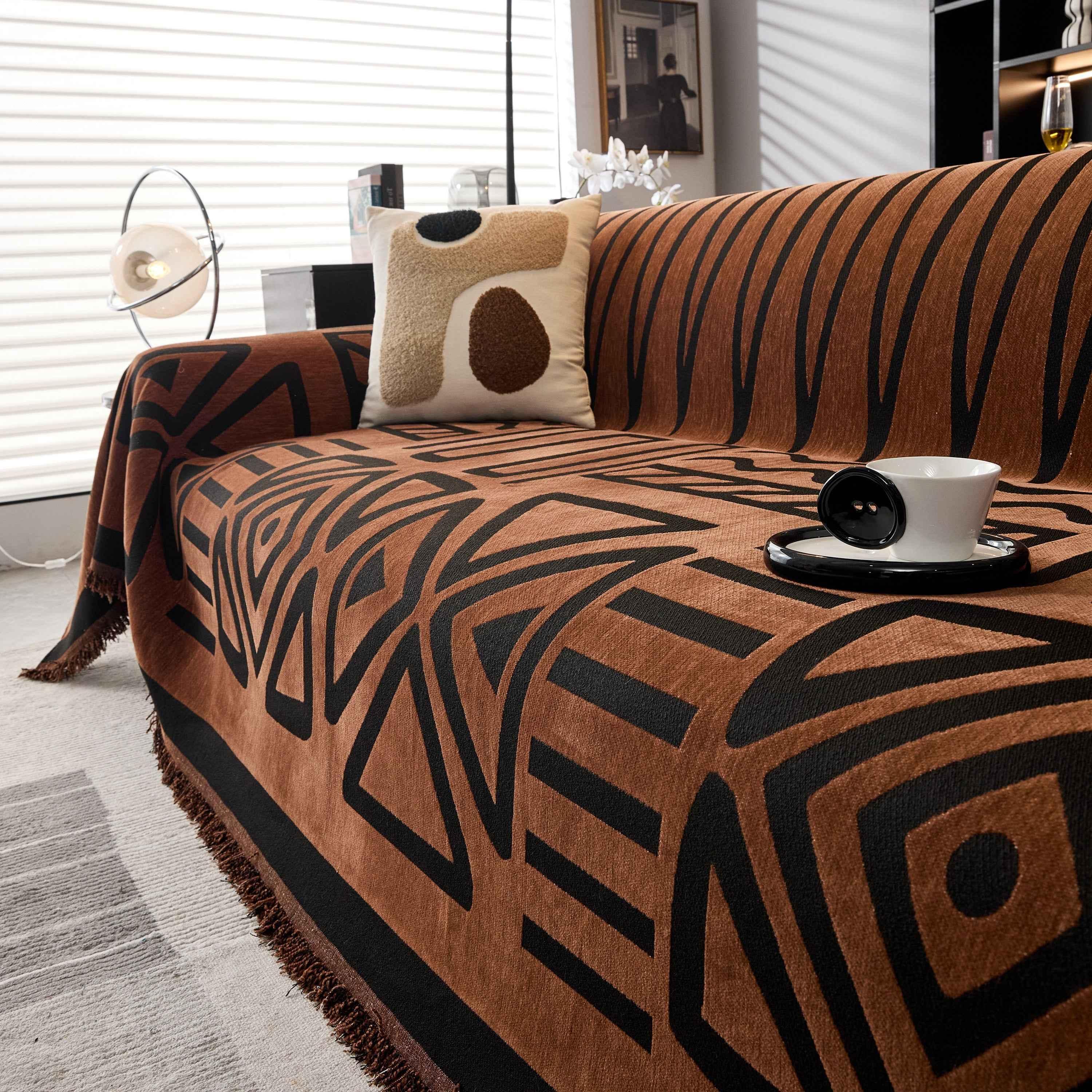 Boho Chenille Sofa Throw Covers Sectional Sofa Couch Cover Sofa Protector Covers - TaroTextile