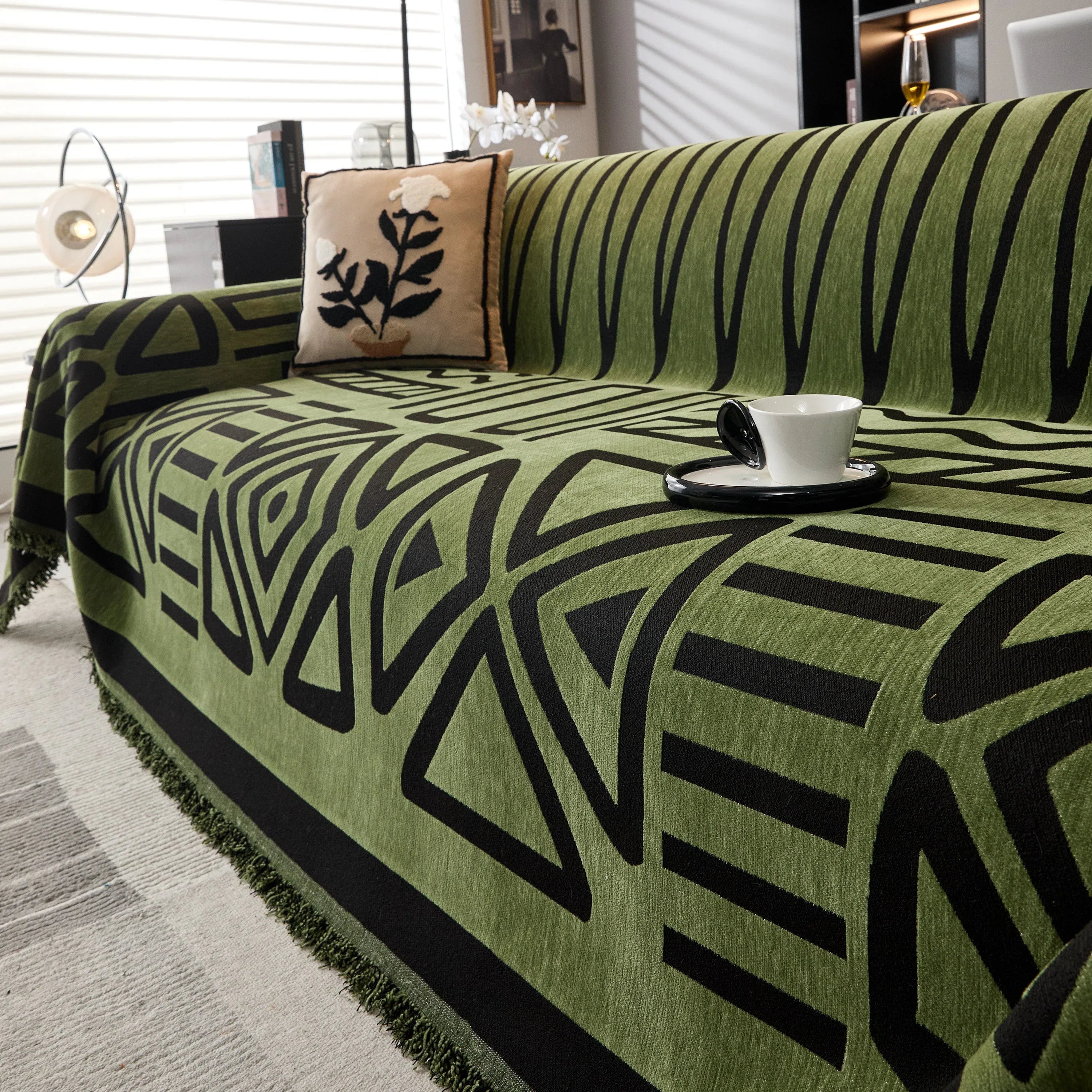 Boho Chenille Sofa Throw Covers Sectional Sofa Couch Cover Sofa Protector Covers - TaroTextile