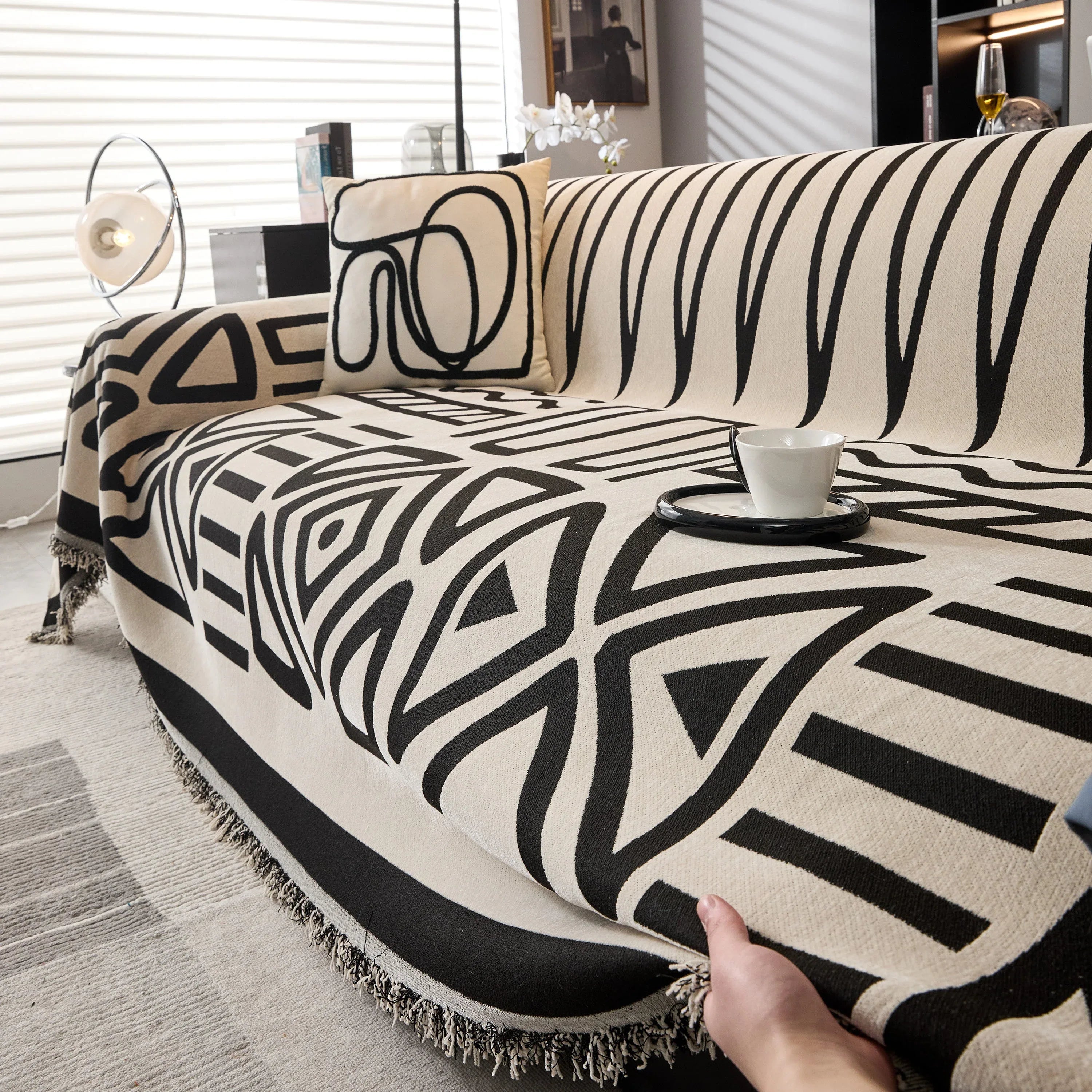 Boho Chenille Sofa Throw Covers Sectional Sofa Couch Cover Sofa Protector Covers - TaroTextile