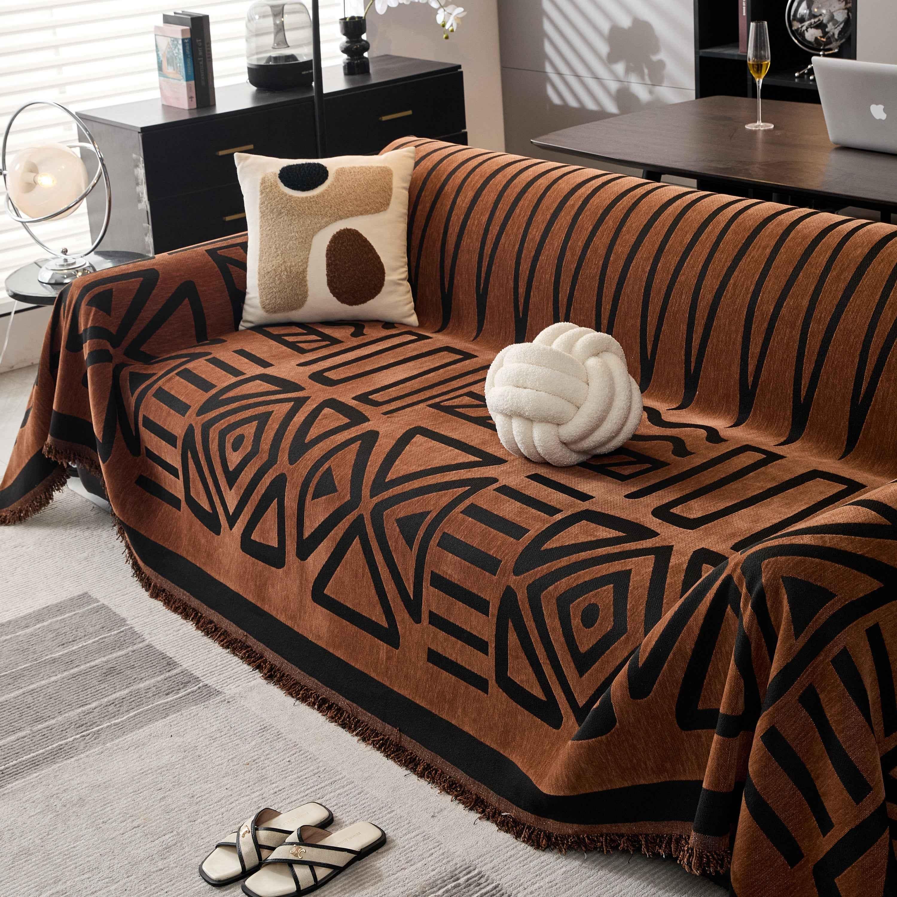 Boho Chenille Sofa Throw Covers Sectional Sofa Couch Cover Sofa Protector Covers - TaroTextile