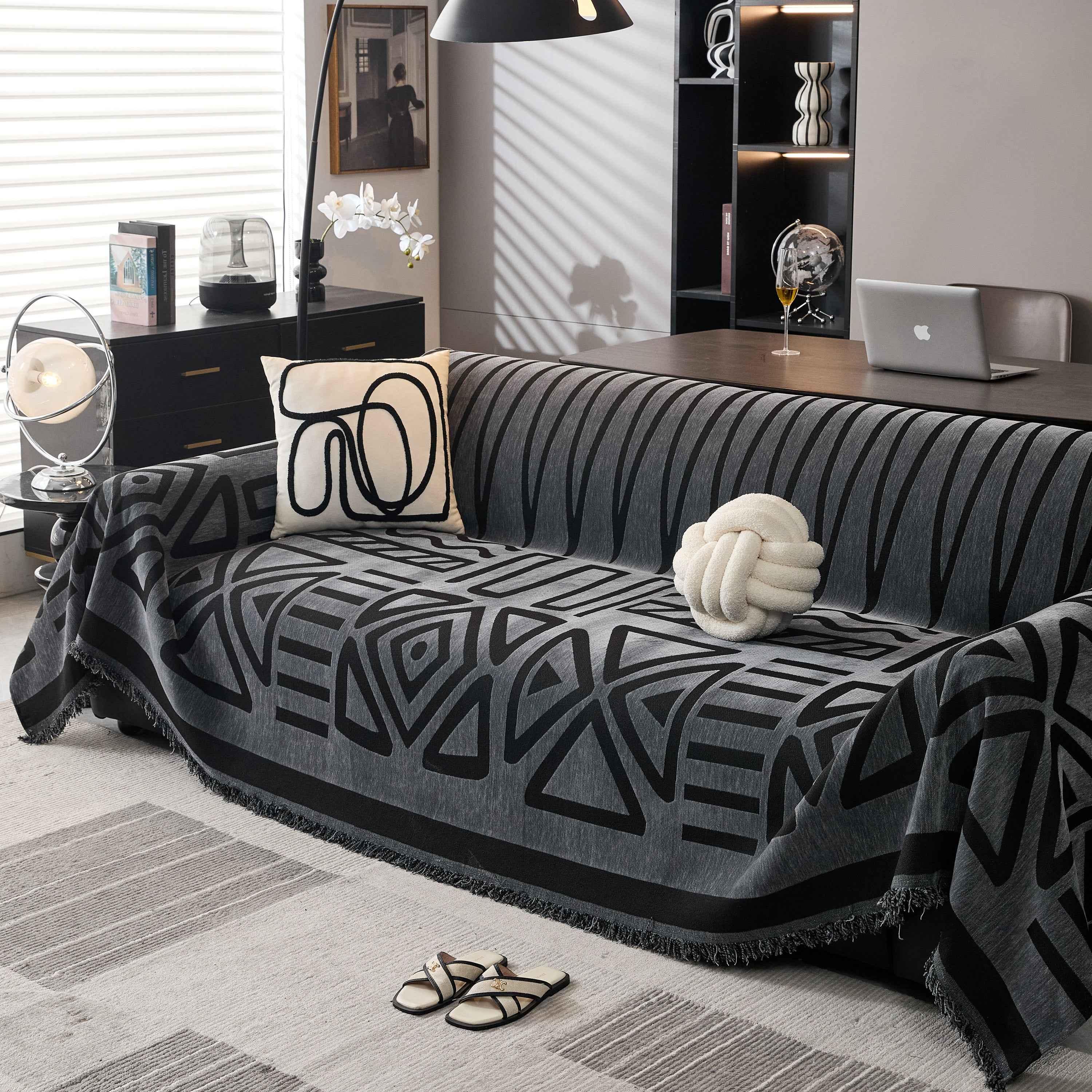 Boho Chenille Sofa Throw Covers Sectional Sofa Couch Cover Sofa Protector Covers - TaroTextile