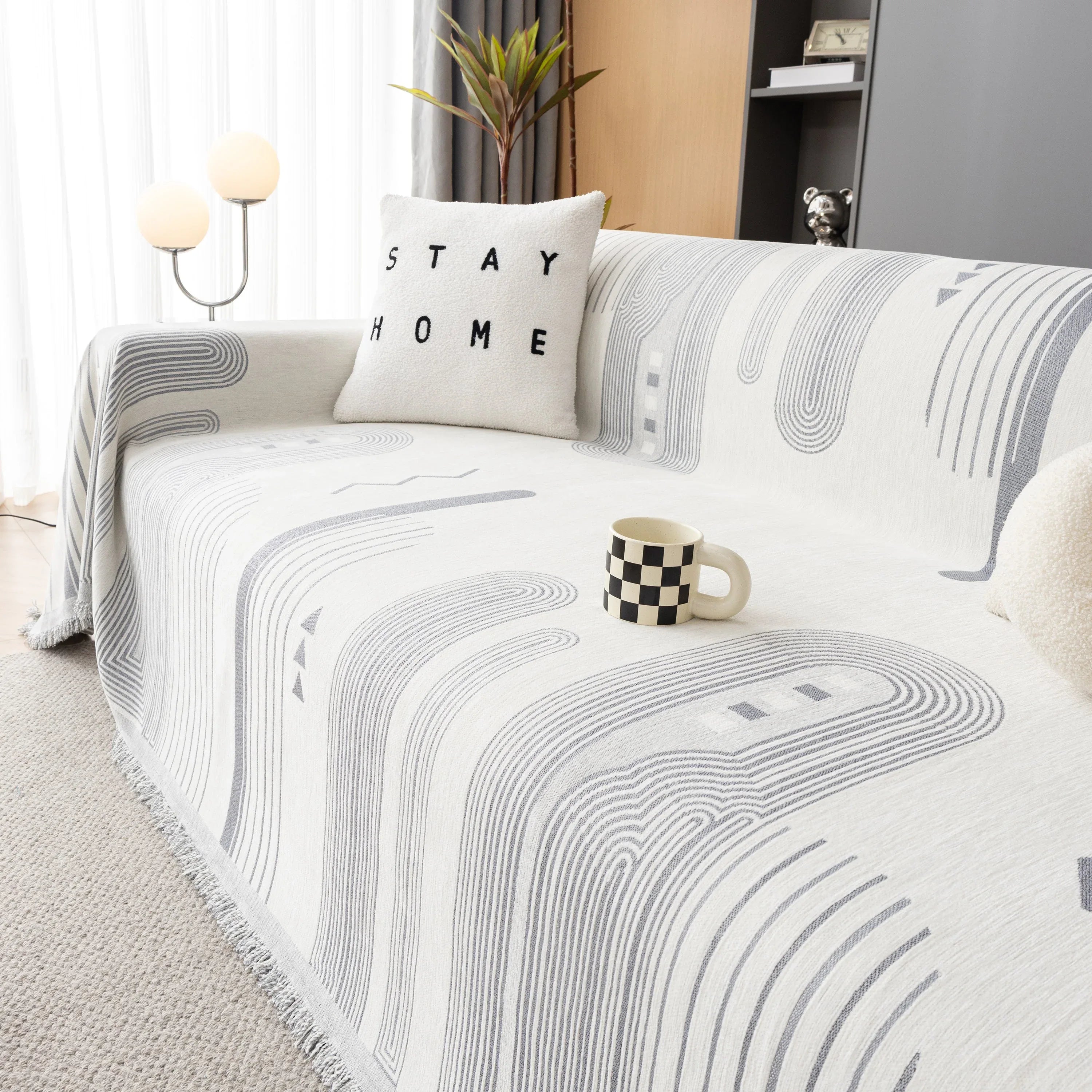 Boho Couch Throw Covers with Tassel Thick Durable Sofa Cover Blanket Furniture Slipcover Sectional - TaroTextile
