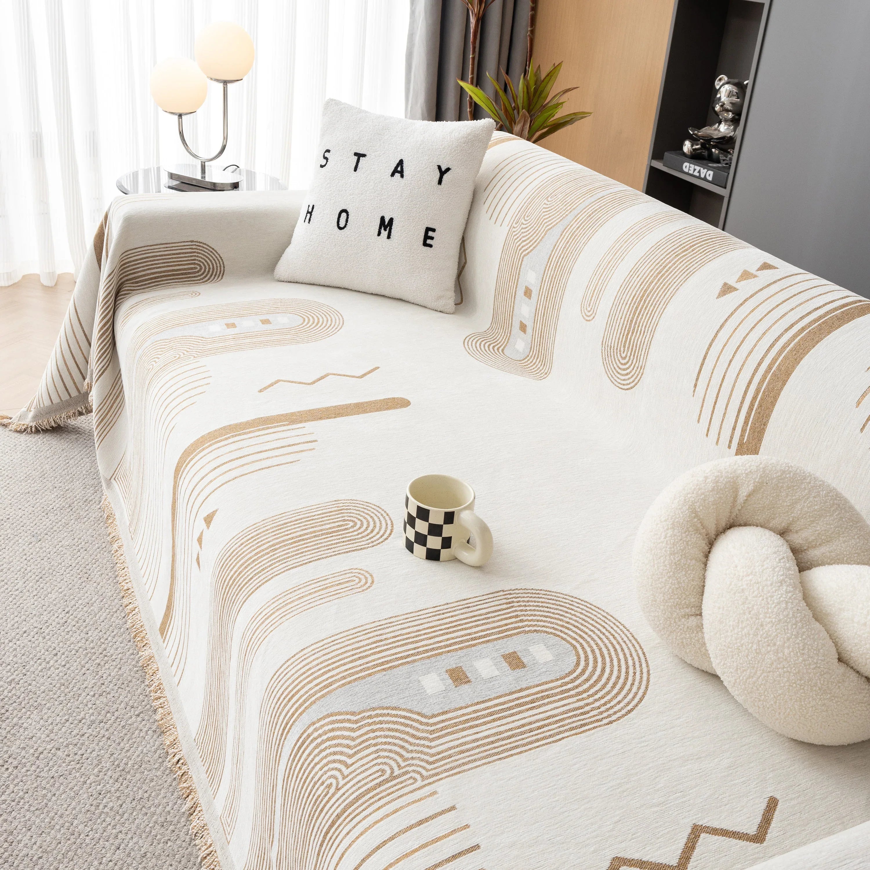 Boho Couch Throw Covers with Tassel Thick Durable Sofa Cover Blanket Furniture Slipcover Sectional - TaroTextile