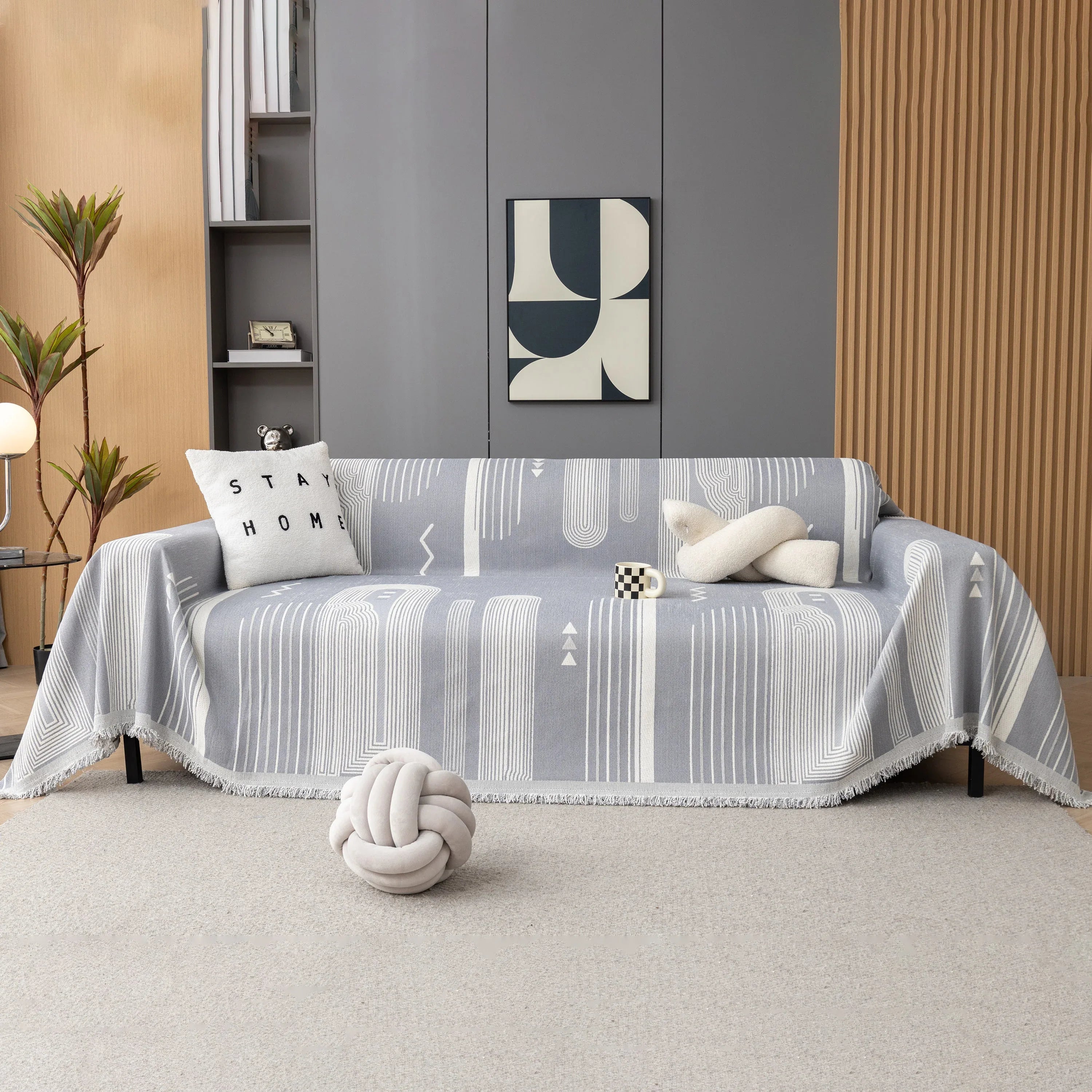 Boho Couch Throw Covers with Tassel Thick Durable Sofa Cover Blanket Furniture Slipcover Sectional - TaroTextile