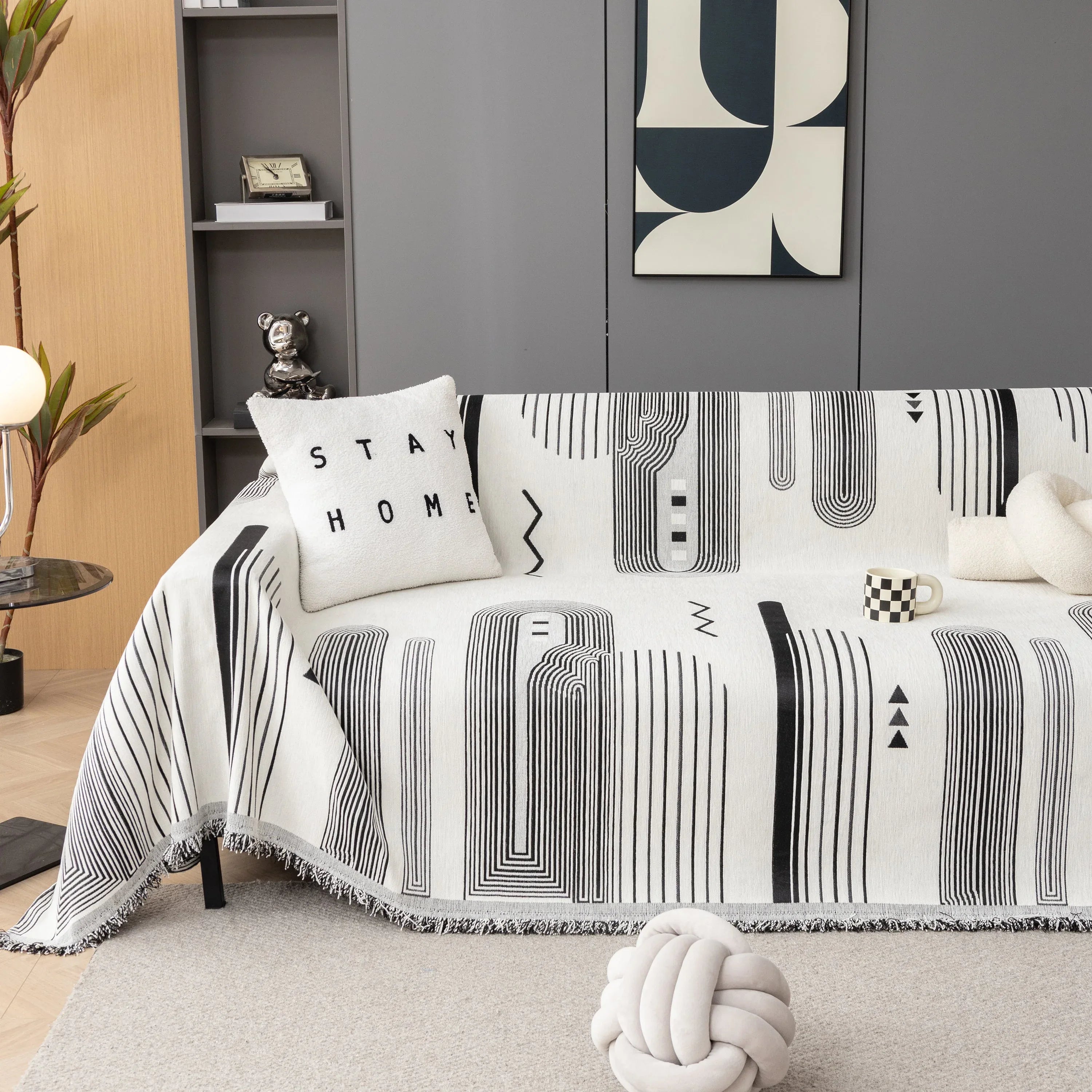 Boho Couch Throw Covers with Tassel Thick Durable Sofa Cover Blanket Furniture Slipcover Sectional - TaroTextile