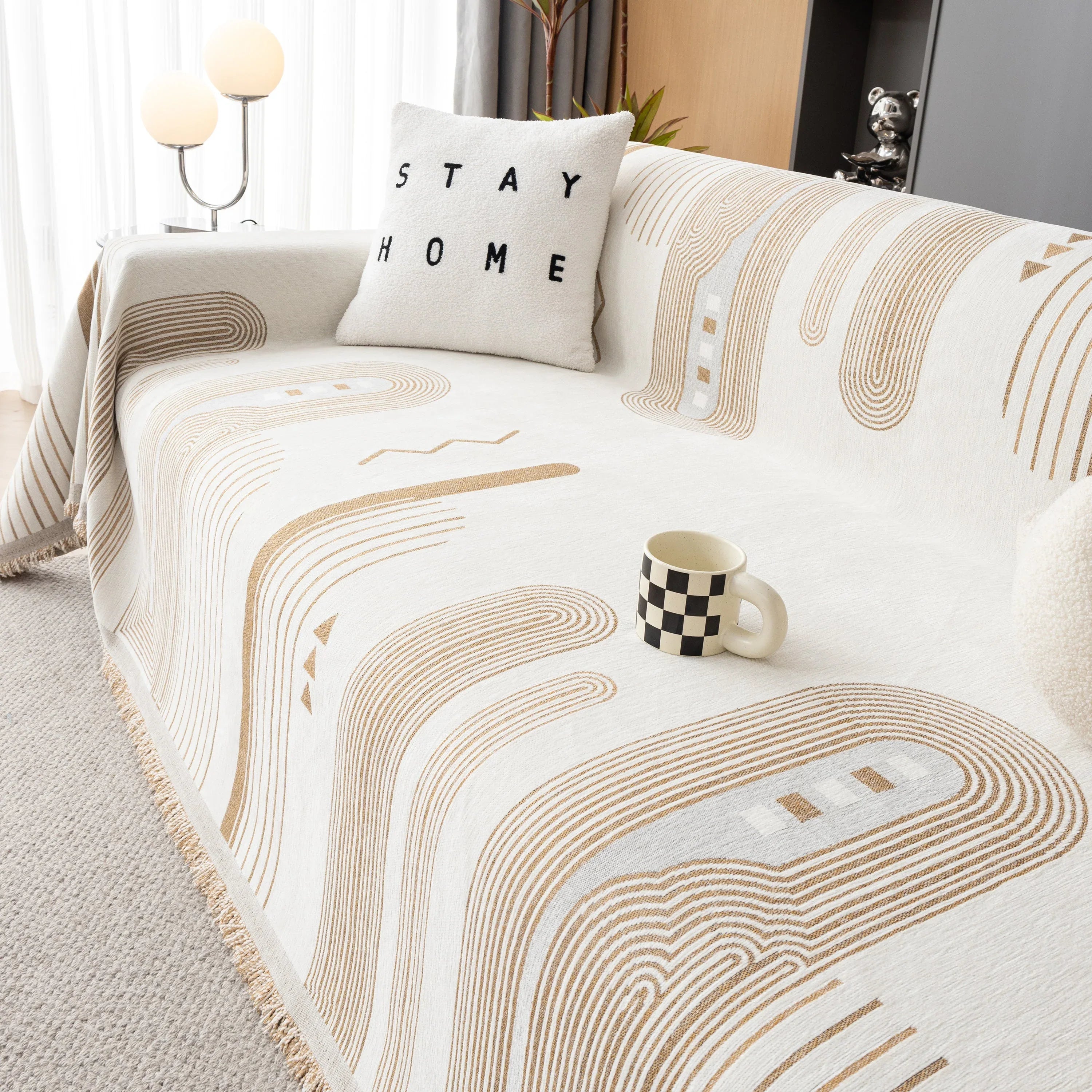 Boho Couch Throw Covers with Tassel Thick Durable Sofa Cover Blanket Furniture Slipcover Sectional - TaroTextile