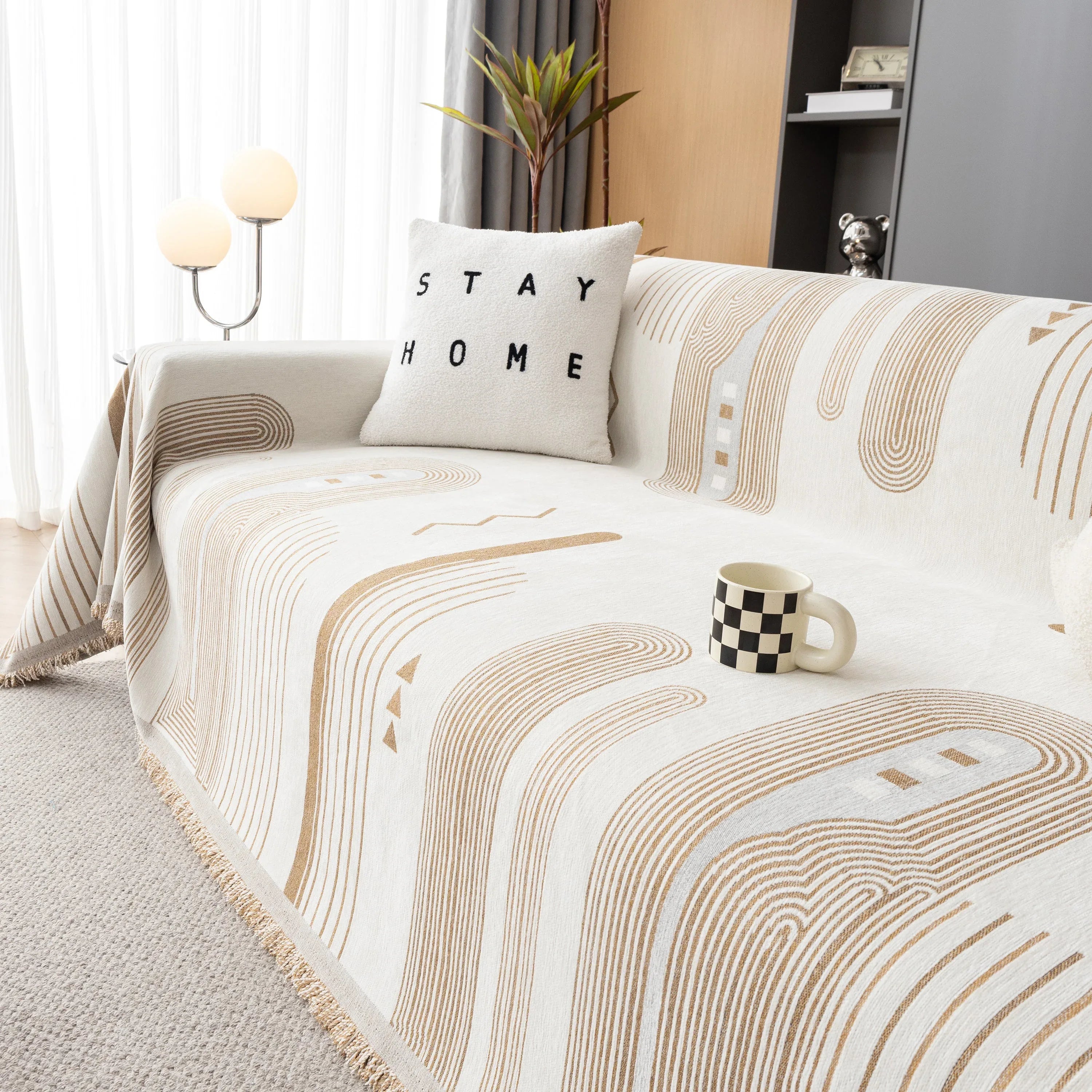 Boho Couch Throw Covers with Tassel Thick Durable Sofa Cover Blanket Furniture Slipcover Sectional - TaroTextile
