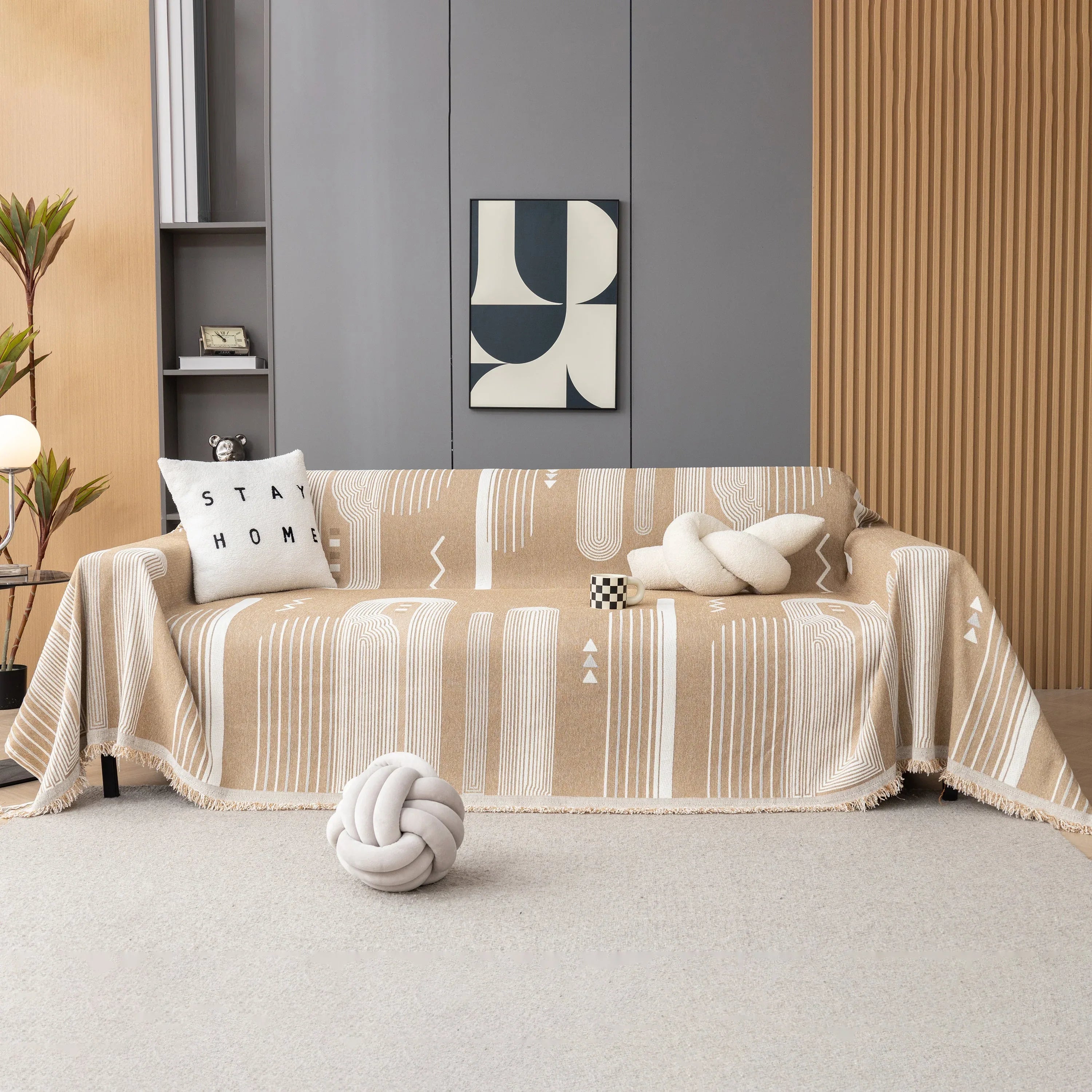 Boho Couch Throw Covers with Tassel Thick Durable Sofa Cover Blanket Furniture Slipcover Sectional - TaroTextile