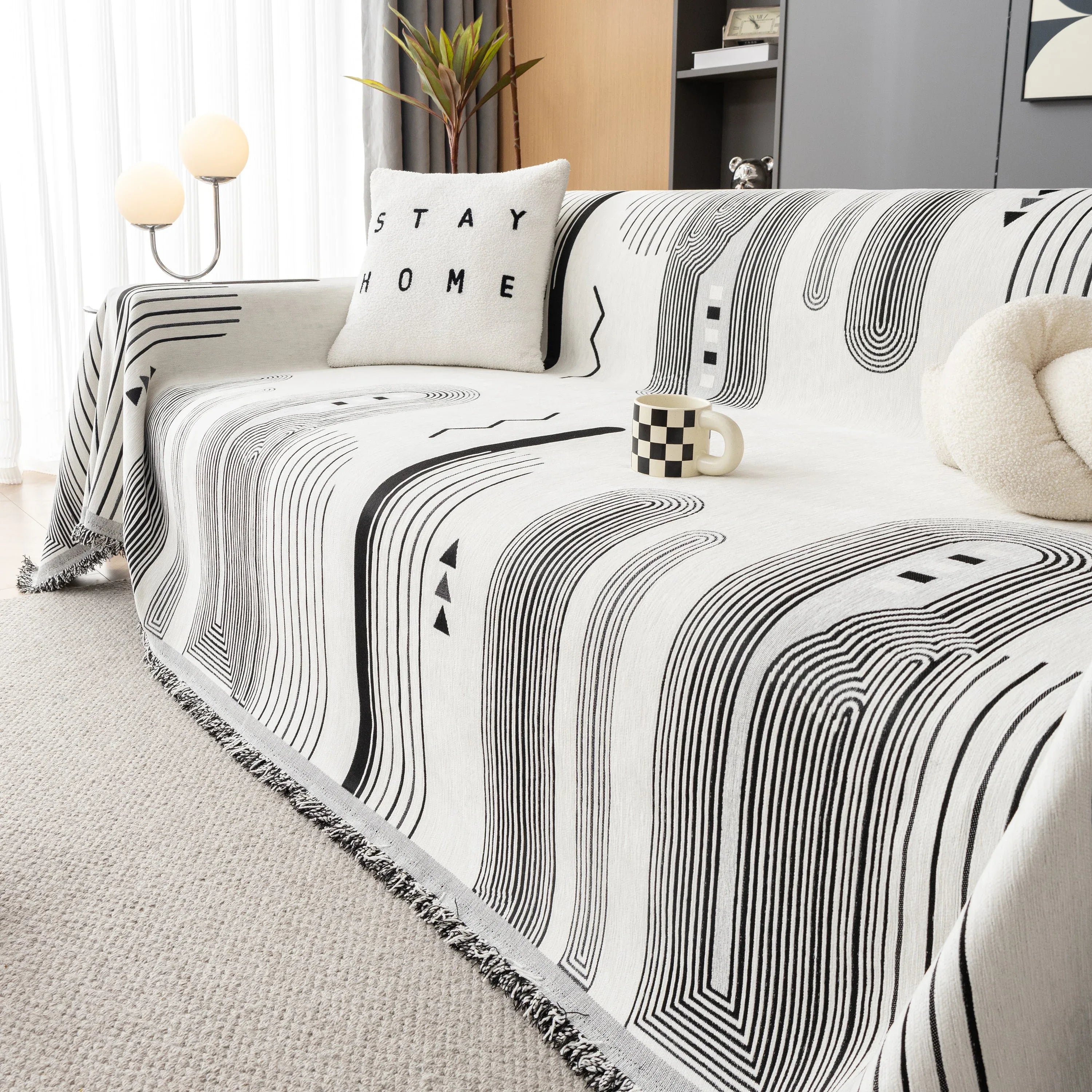Boho Couch Throw Covers with Tassel Thick Durable Sofa Cover Blanket Furniture Slipcover Sectional - TaroTextile