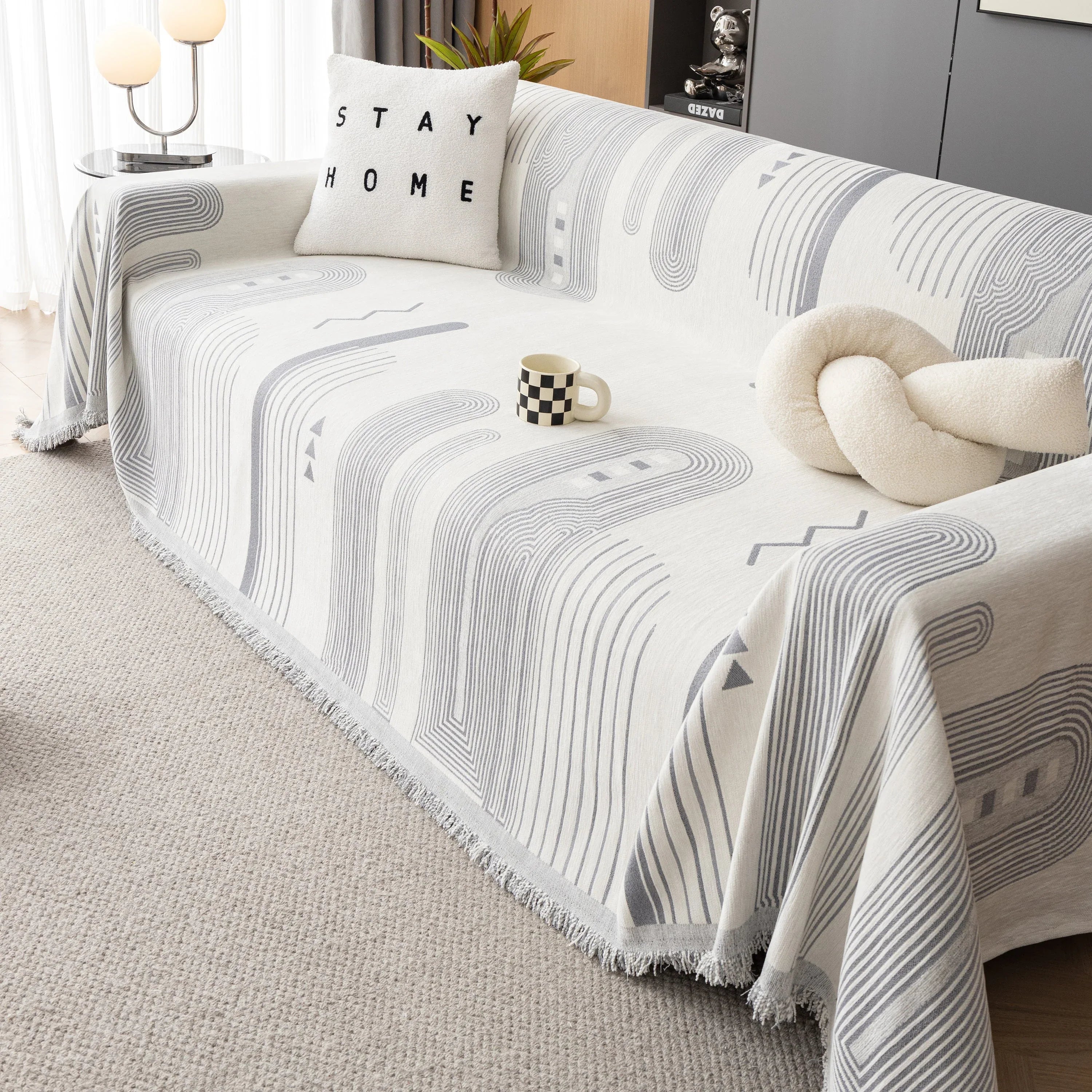 Boho Couch Throw Covers with Tassel Thick Durable Sofa Cover Blanket Furniture Slipcover Sectional - TaroTextile