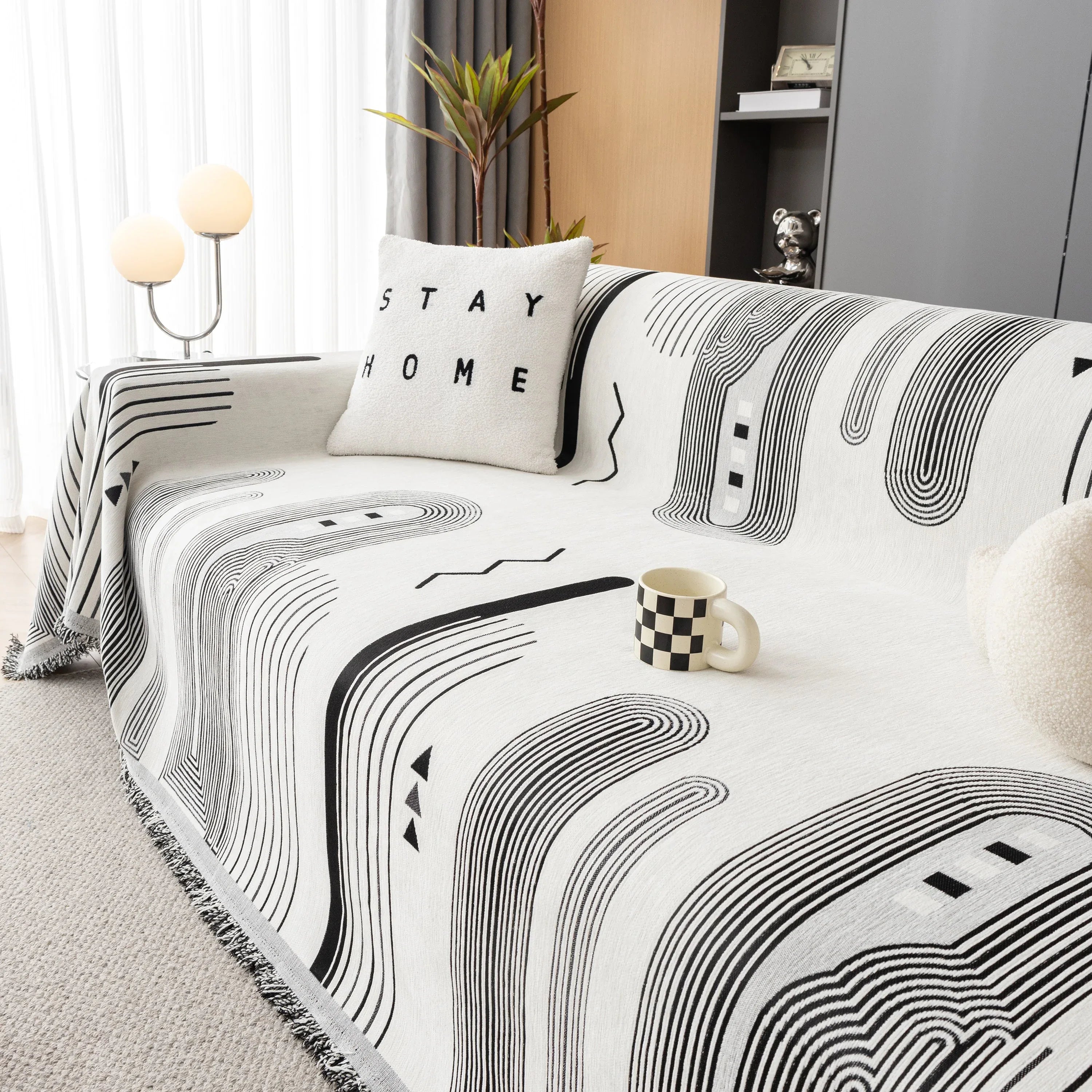 Boho Couch Throw Covers with Tassel Thick Durable Sofa Cover Blanket Furniture Slipcover Sectional - TaroTextile