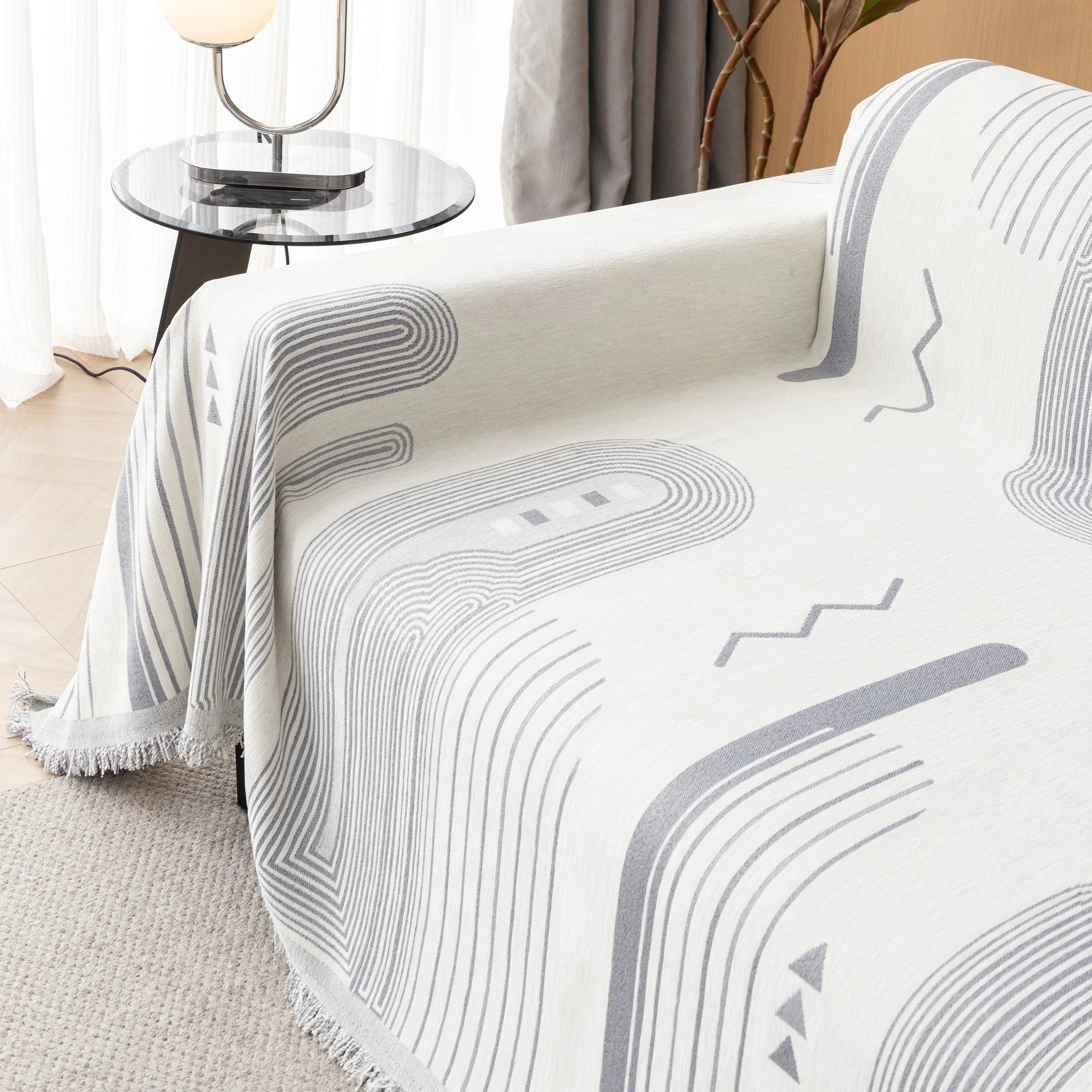 Boho Couch Throw Covers with Tassel Thick Durable Sofa Cover Blanket Furniture Slipcover Sectional - TaroTextile
