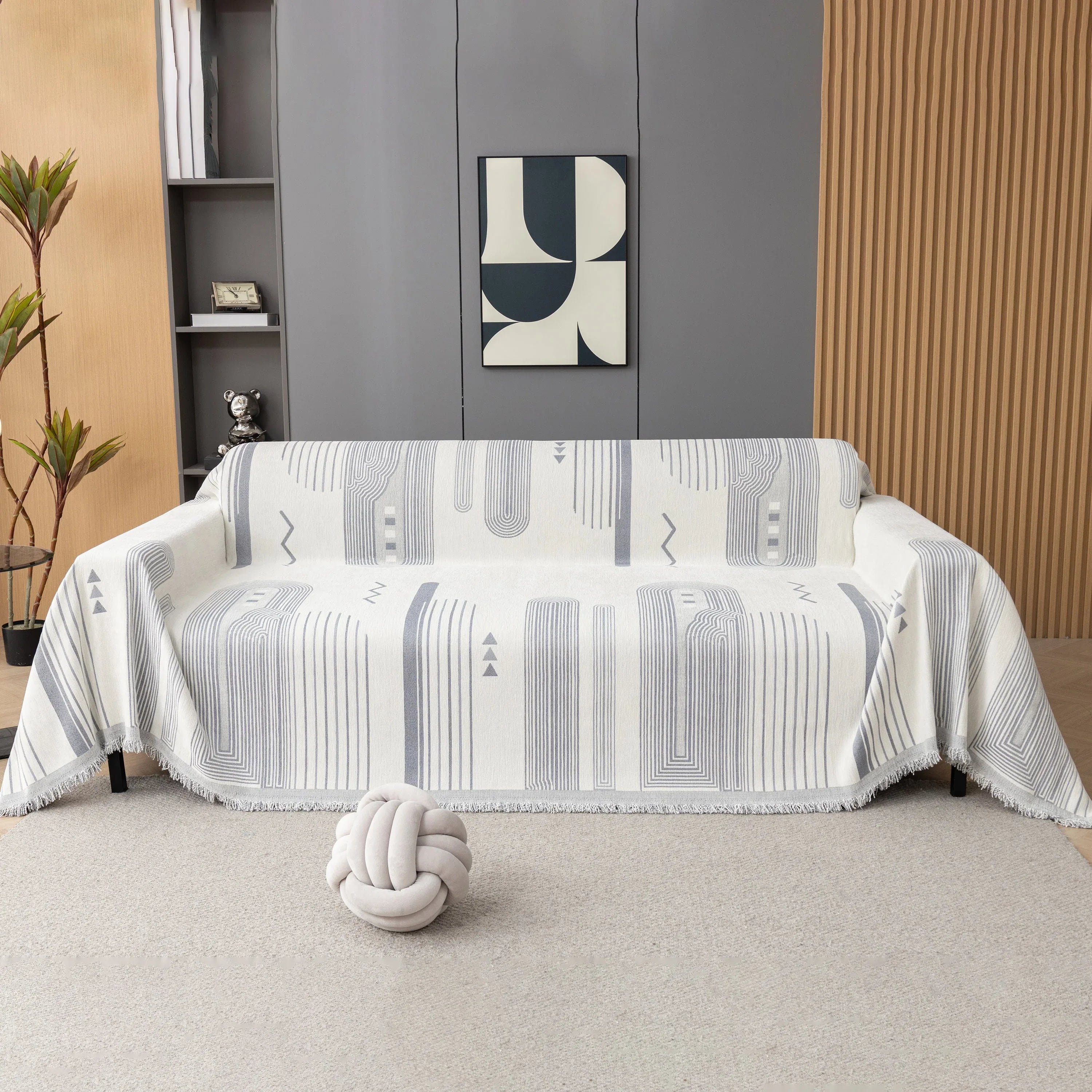 Boho Couch Throw Covers with Tassel Thick Durable Sofa Cover Blanket Furniture Slipcover Sectional - TaroTextile