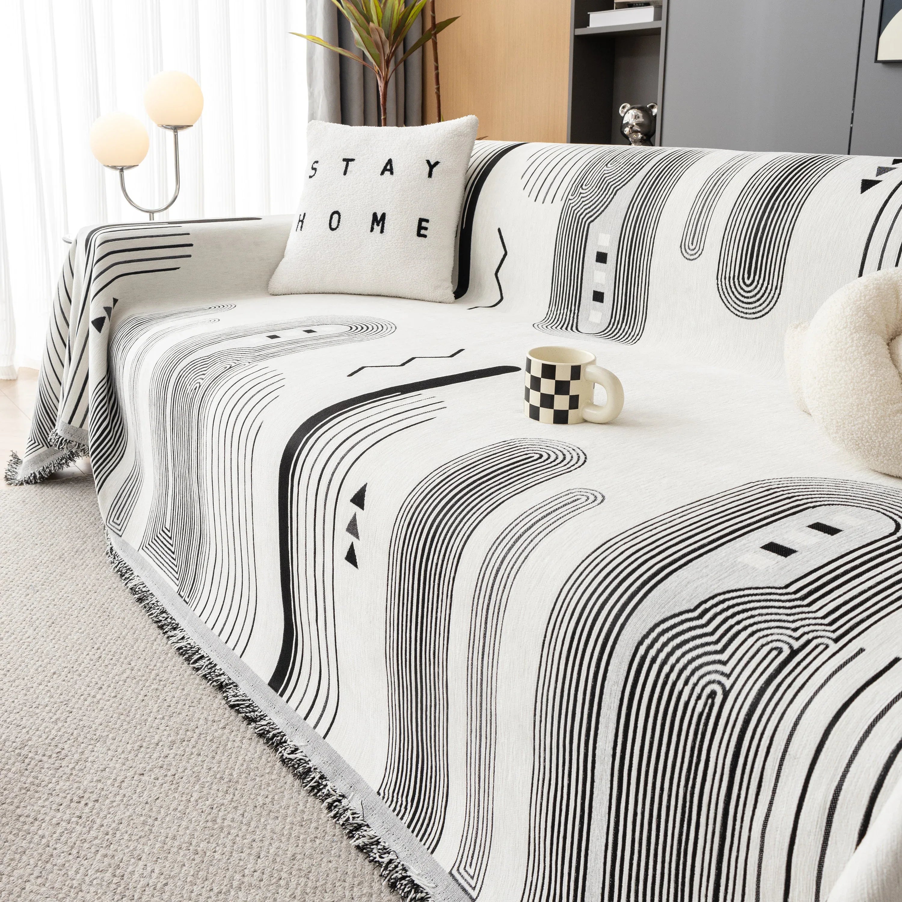 Boho Couch Throw Covers with Tassel Thick Durable Sofa Cover Blanket Furniture Slipcover Sectional - TaroTextile