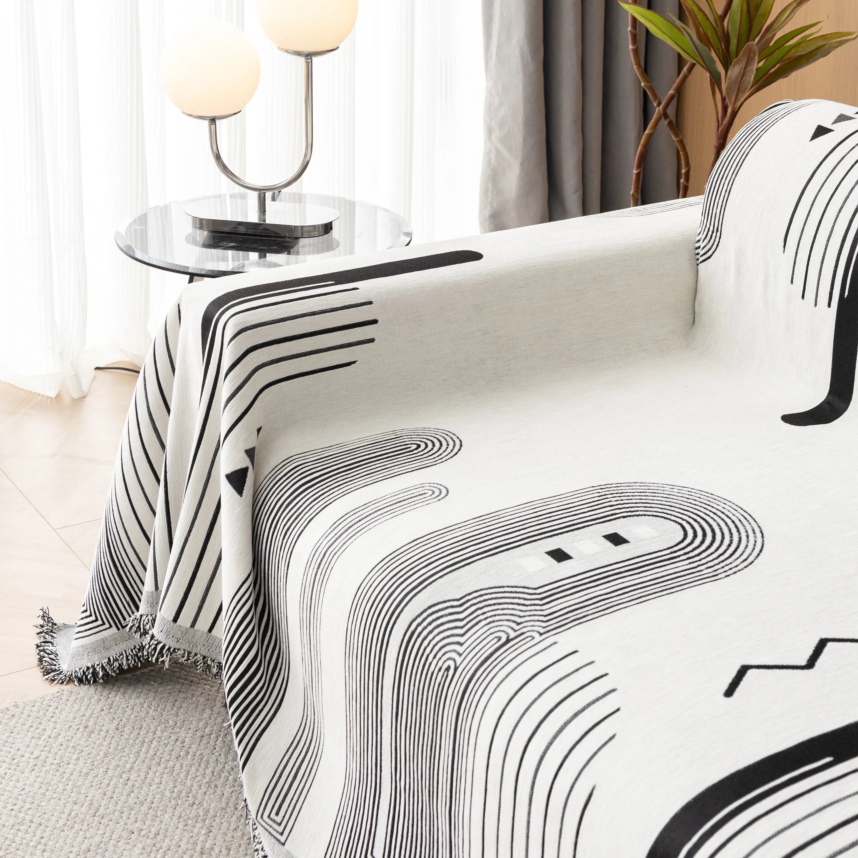 Boho Couch Throw Covers with Tassel Thick Durable Sofa Cover Blanket Furniture Slipcover Sectional - TaroTextile