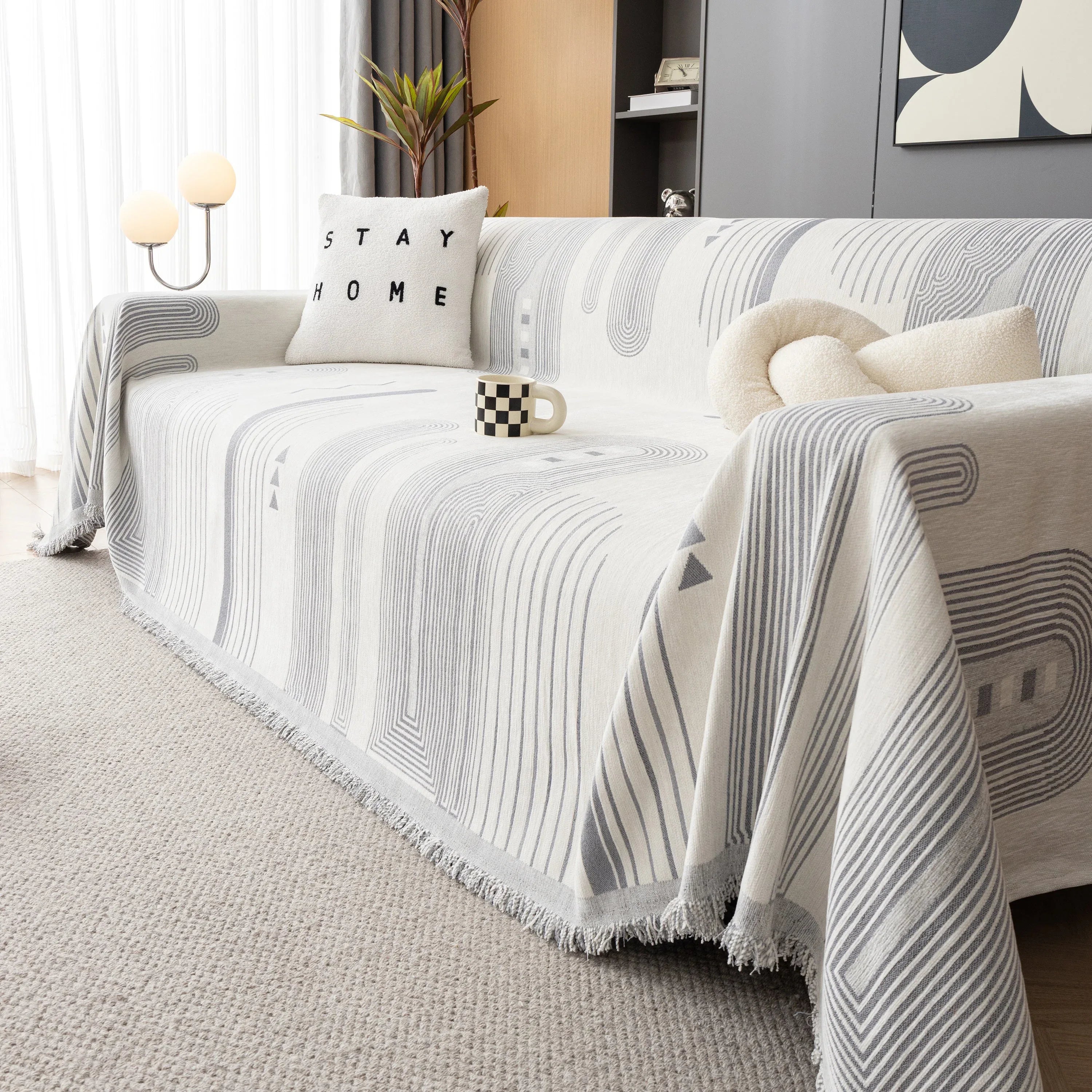 Boho Couch Throw Covers with Tassel Thick Durable Sofa Cover Blanket Furniture Slipcover Sectional - TaroTextile