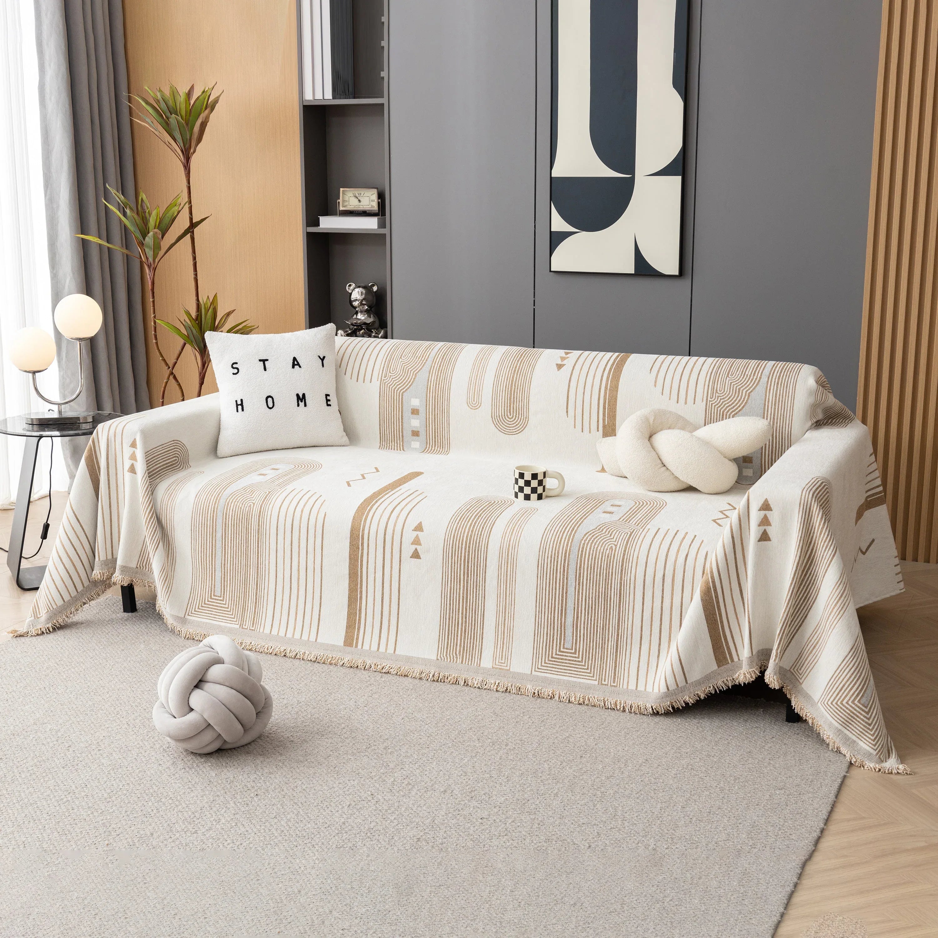 Boho Couch Throw Covers with Tassel Thick Durable Sofa Cover Blanket Furniture Slipcover Sectional - TaroTextile
