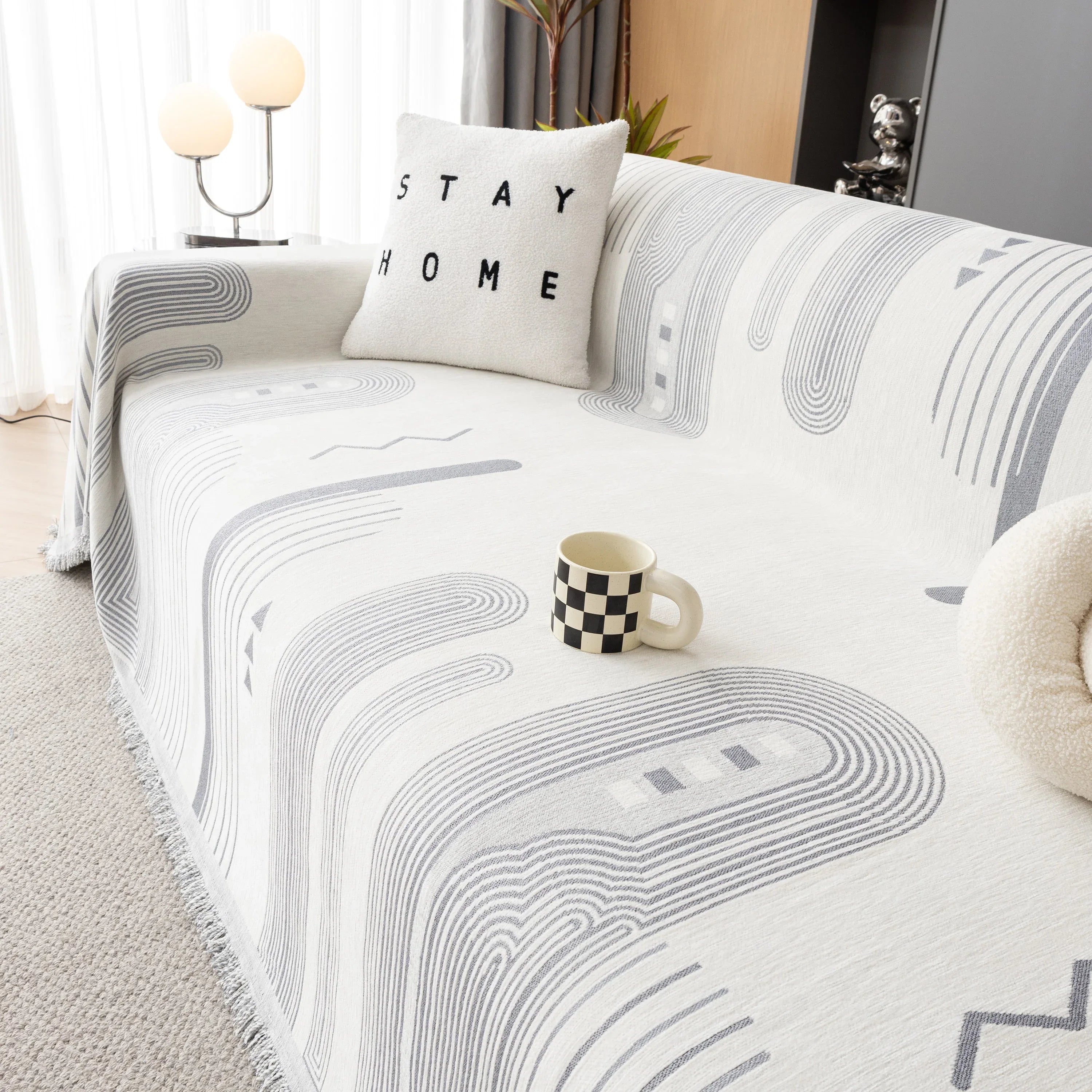 Boho Couch Throw Covers with Tassel Thick Durable Sofa Cover Blanket Furniture Slipcover Sectional - TaroTextile