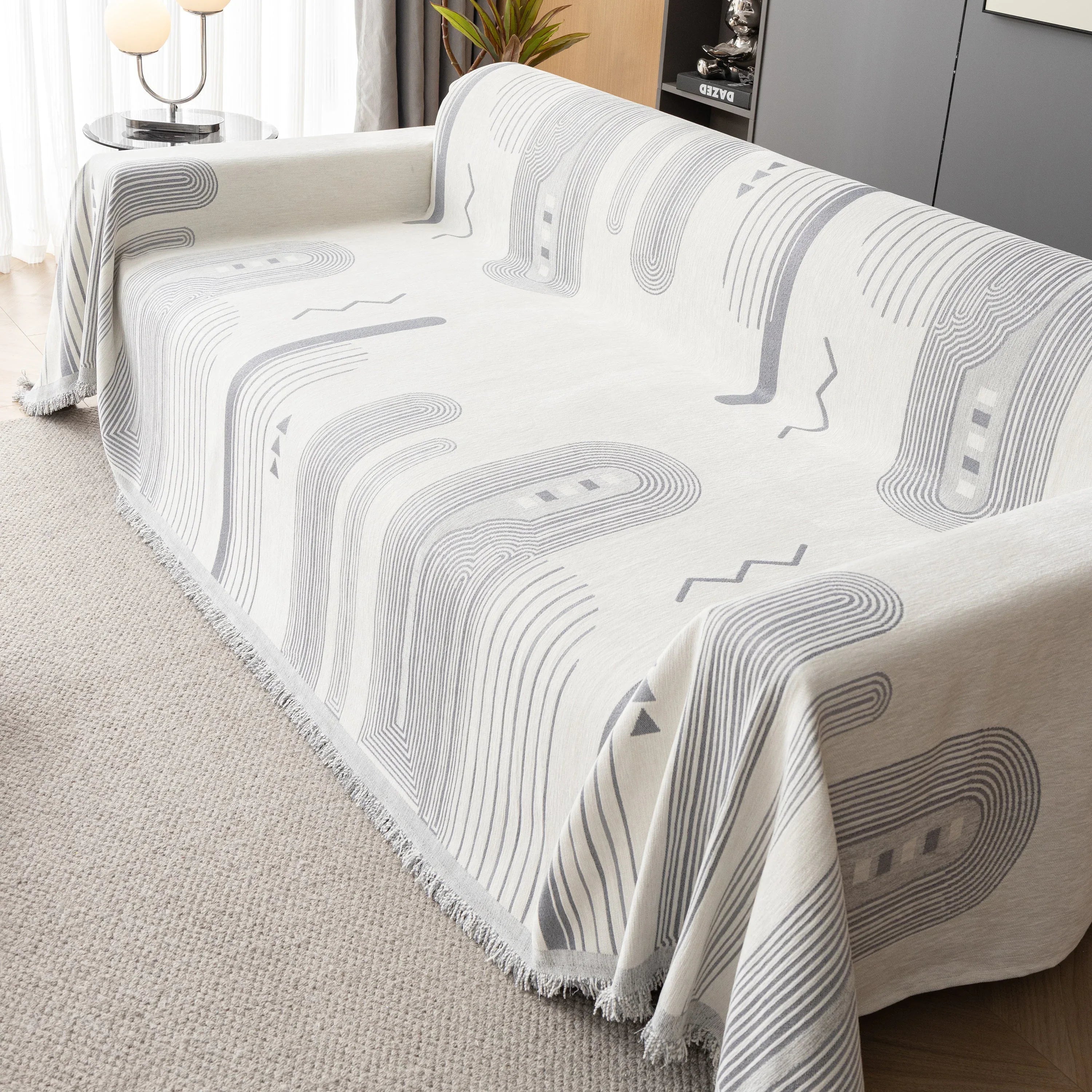 Boho Couch Throw Covers with Tassel Thick Durable Sofa Cover Blanket Furniture Slipcover Sectional - TaroTextile