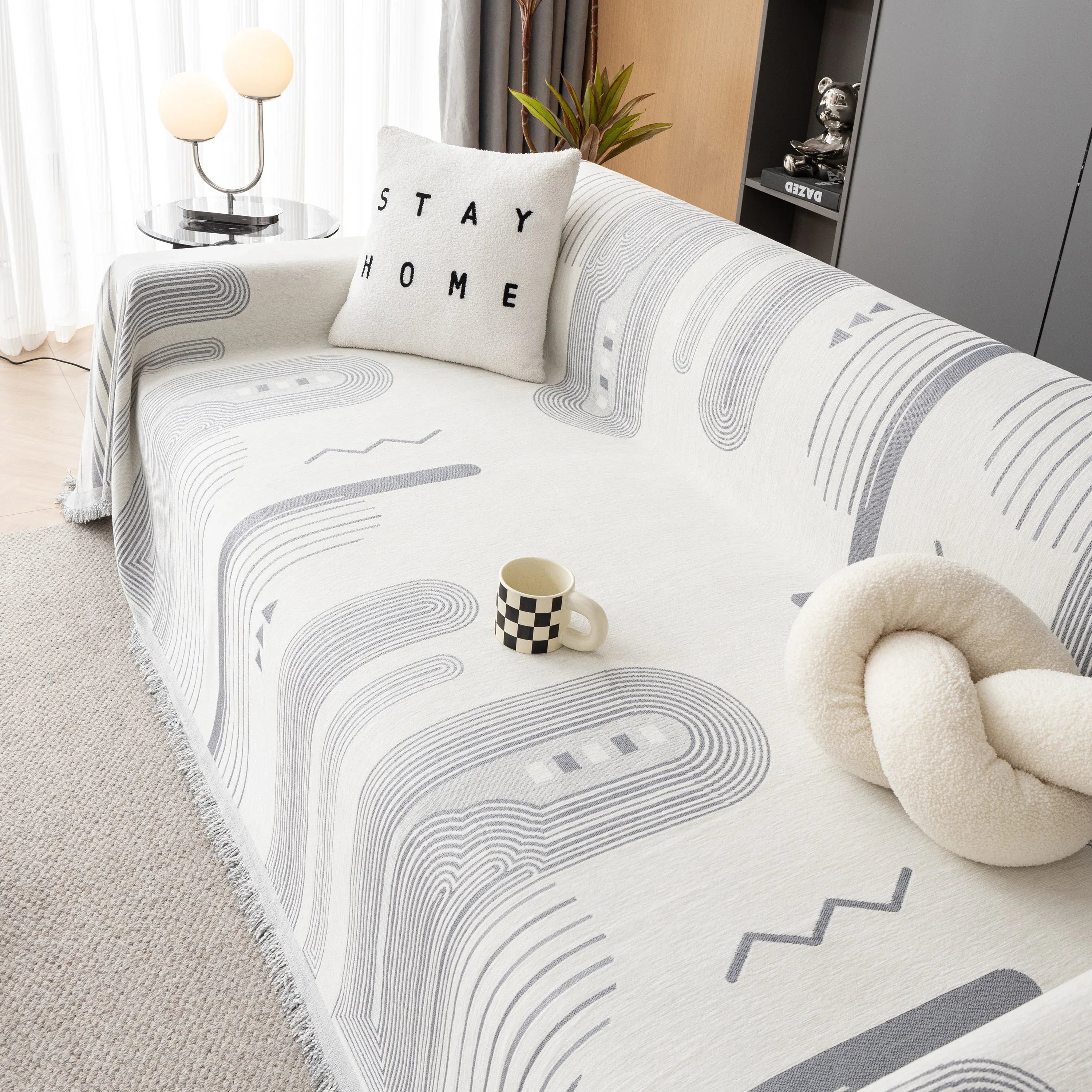 Boho Couch Throw Covers with Tassel Thick Durable Sofa Cover Blanket Furniture Slipcover Sectional - TaroTextile