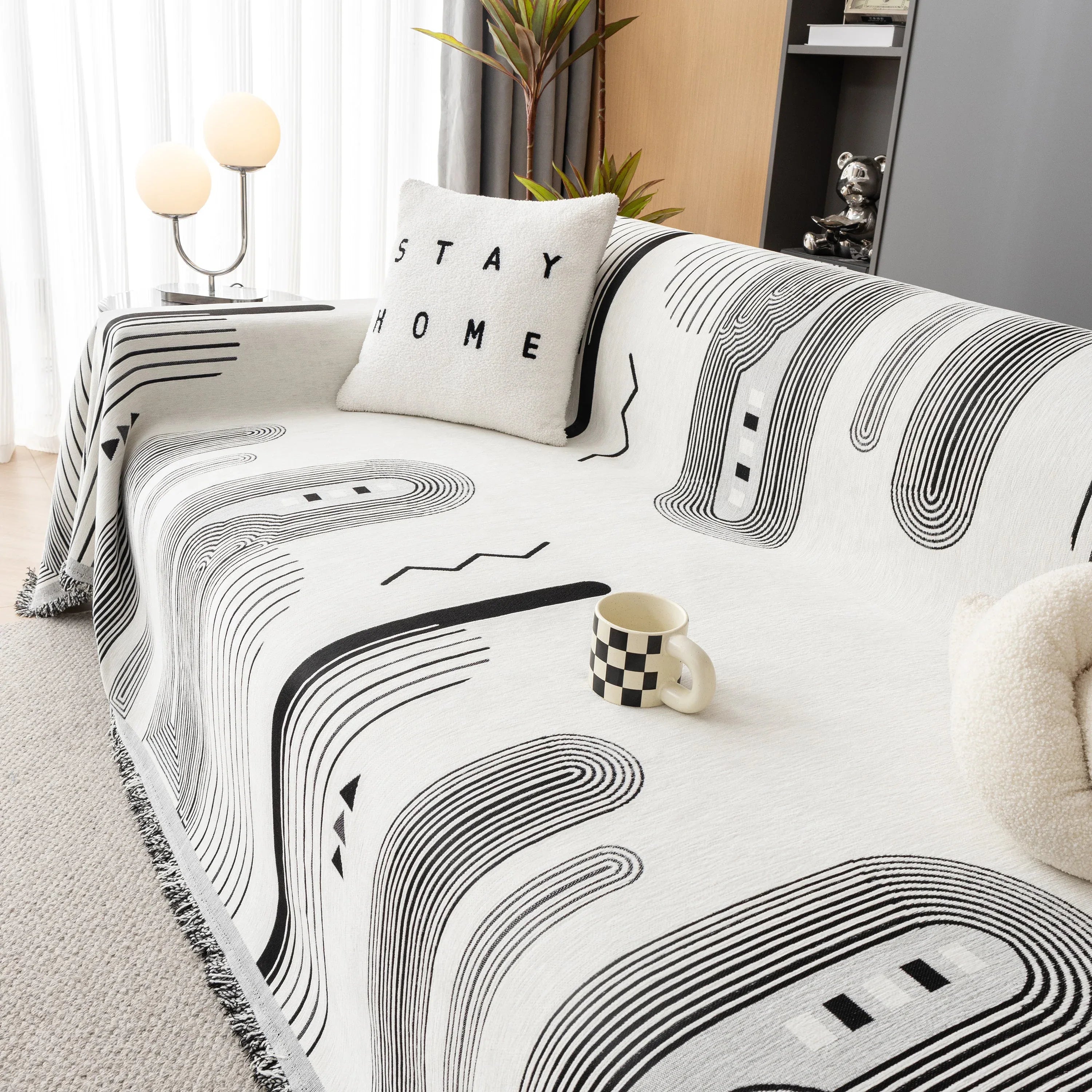 Boho Couch Throw Covers with Tassel Thick Durable Sofa Cover Blanket Furniture Slipcover Sectional - TaroTextile
