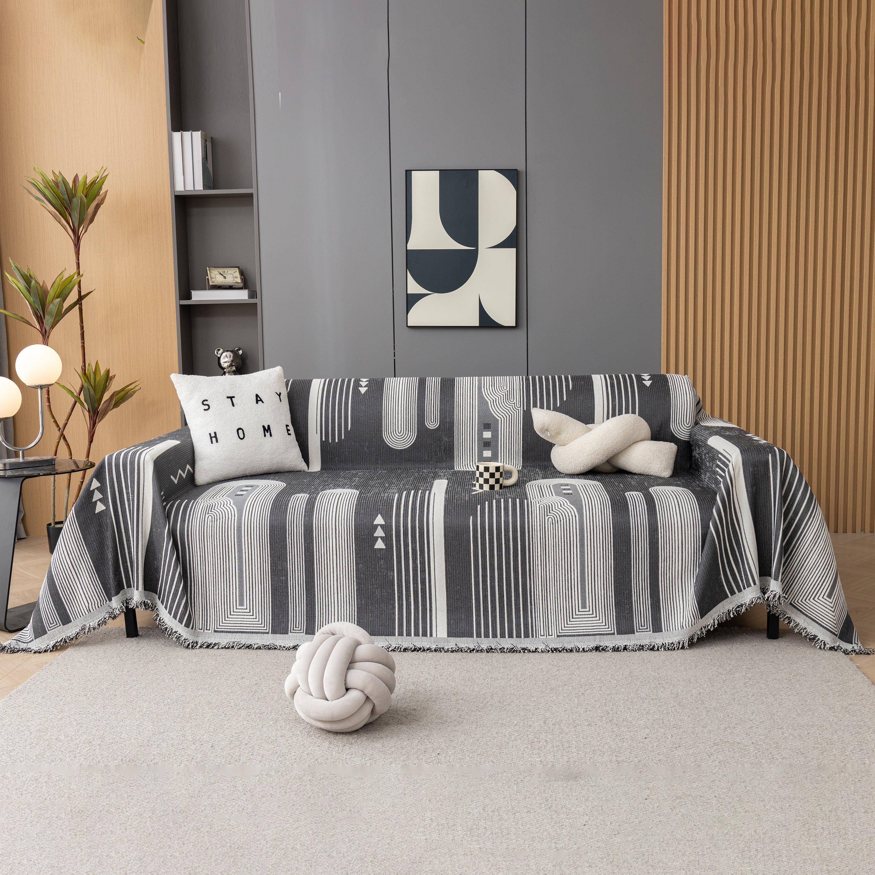 Boho Couch Throw Covers with Tassel Thick Durable Sofa Cover Blanket Furniture Slipcover Sectional - TaroTextile