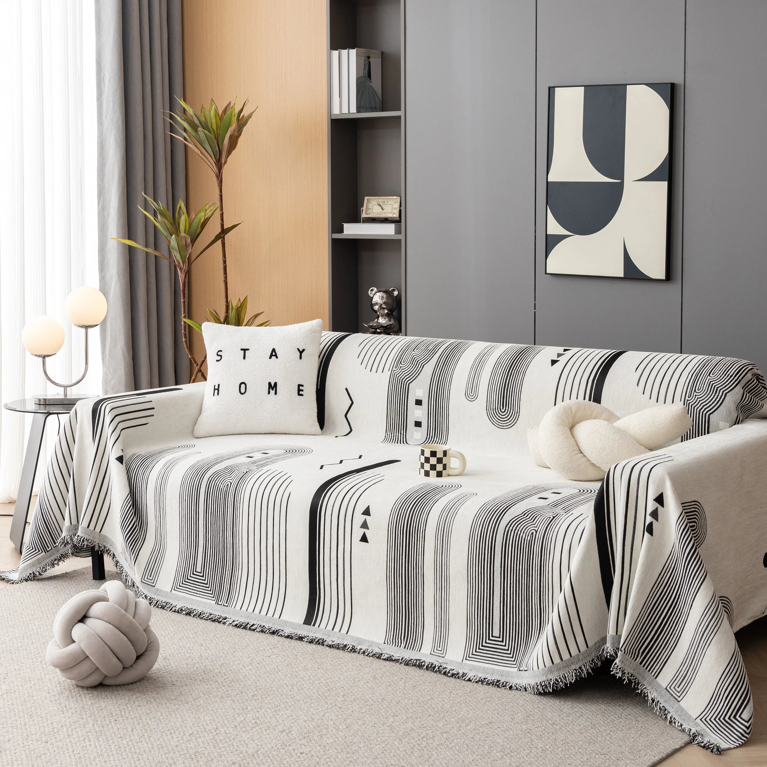Boho Couch Throw Covers with Tassel Thick Durable Sofa Cover Blanket Furniture Slipcover Sectional - TaroTextile
