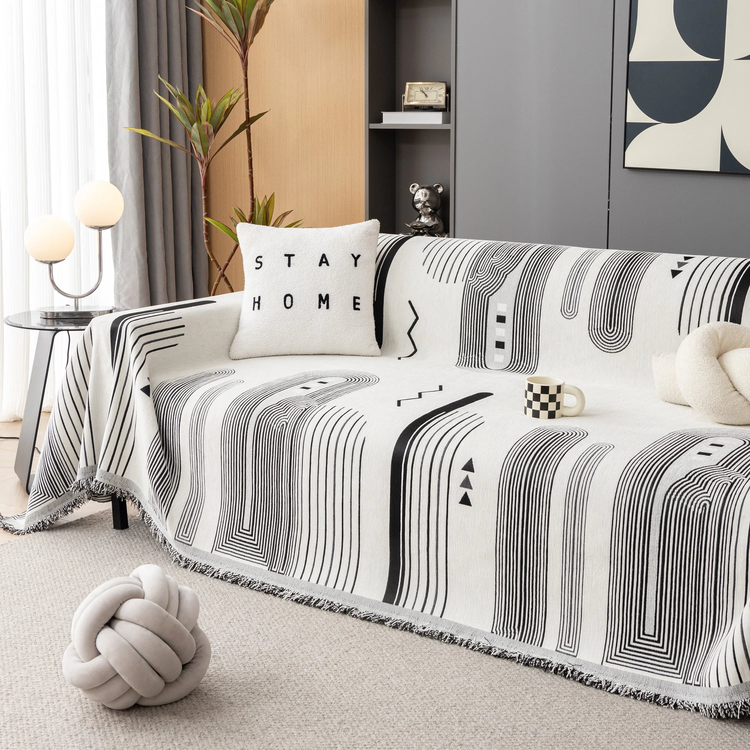 Boho Couch Throw Covers with Tassel Thick Durable Sofa Cover Blanket Furniture Slipcover Sectional - TaroTextile