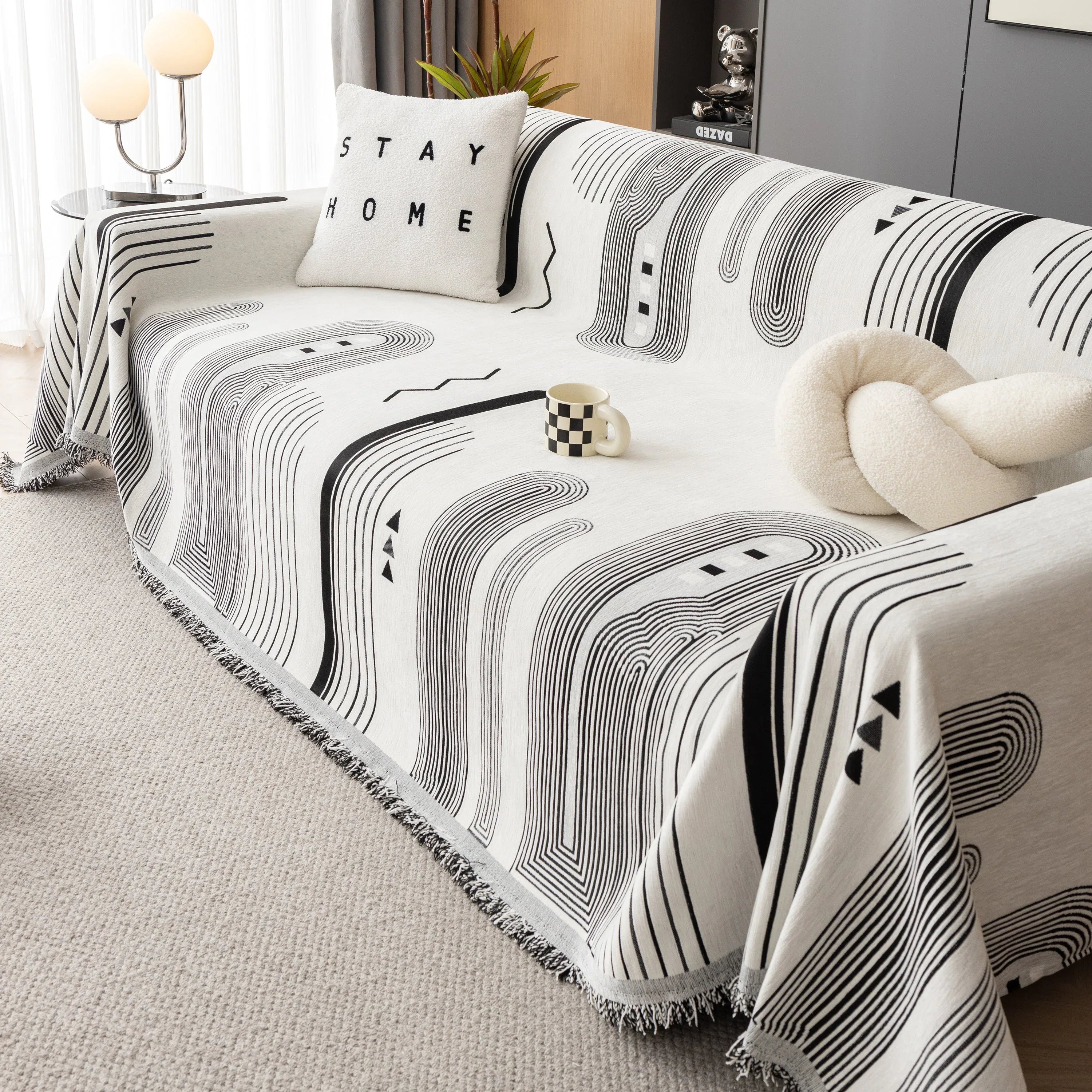 Boho Couch Throw Covers with Tassel Thick Durable Sofa Cover Blanket Furniture Slipcover Sectional - TaroTextile