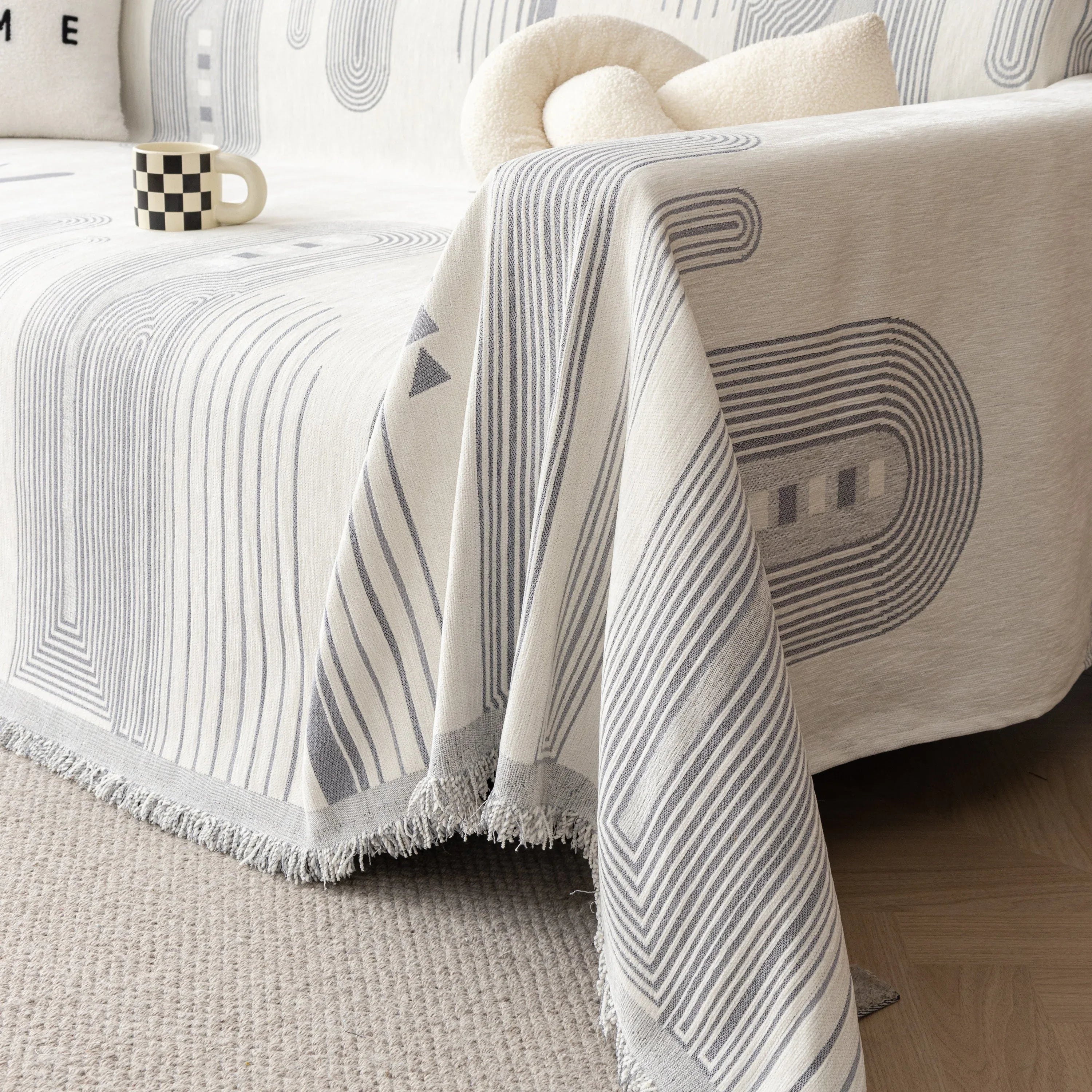 Boho Couch Throw Covers with Tassel Thick Durable Sofa Cover Blanket Furniture Slipcover Sectional - TaroTextile