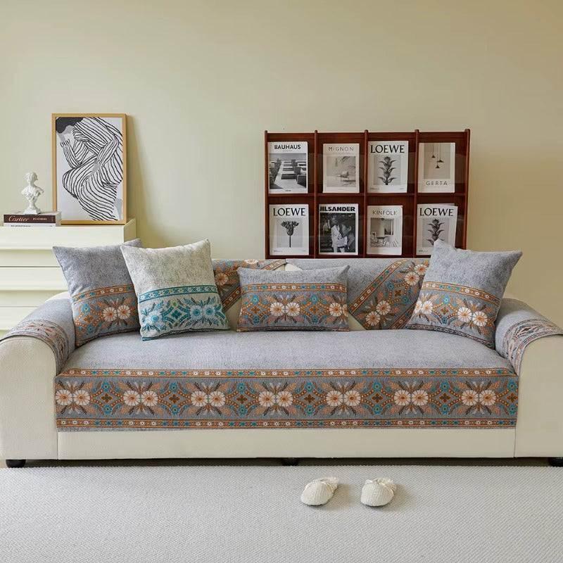 Boho Durable I-shaped Sofa Cover Anti-scratch Cushion Couch Cover Non-slip Slipcover - TaroTextile