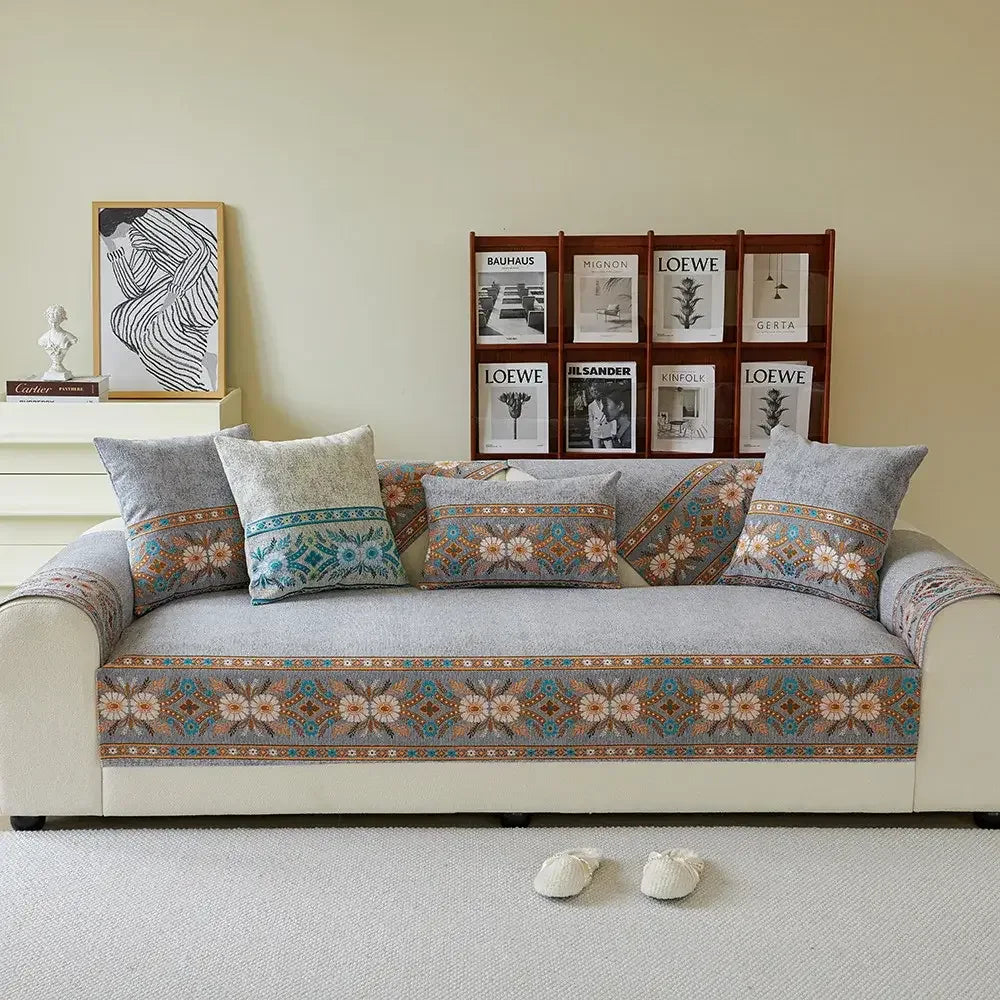 Boho Durable I-shaped Sofa Cover Anti-scratch Cushion Couch Cover Non-slip Slipcover - TaroTextile