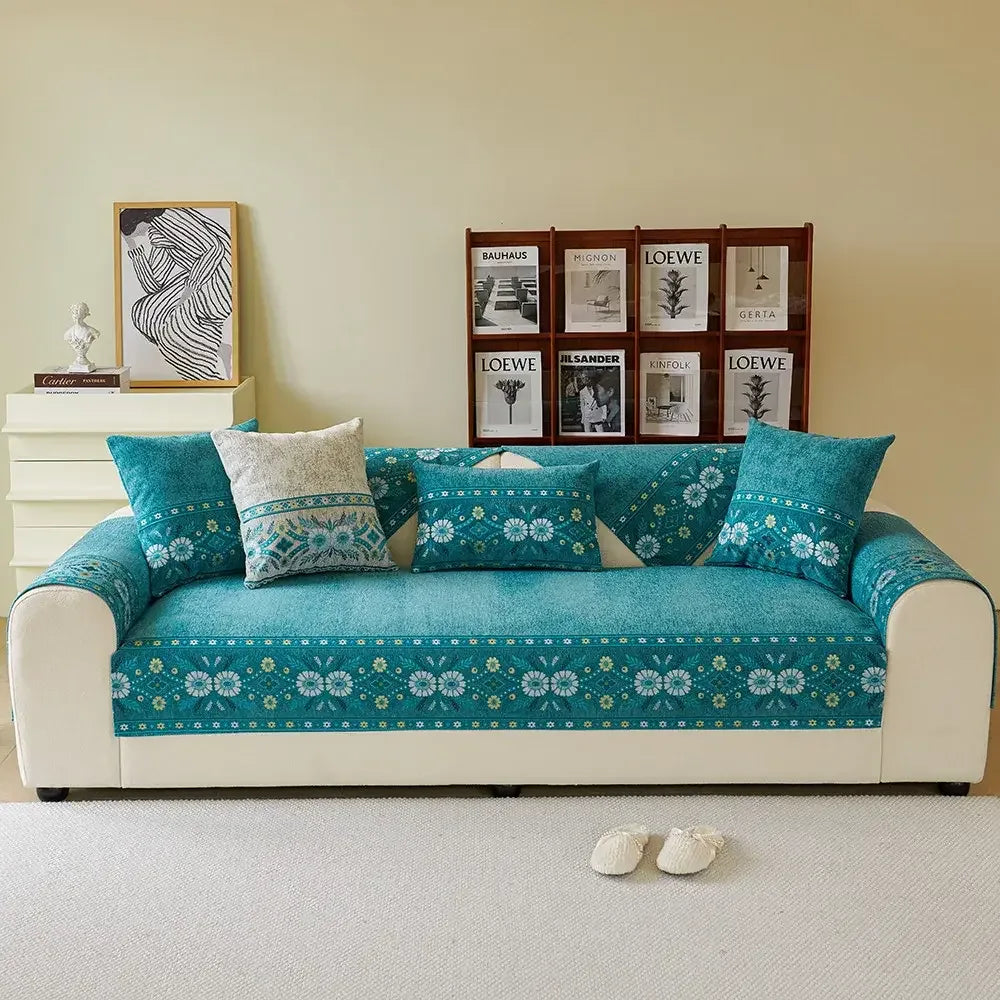 Boho Durable I-shaped Sofa Cover Anti-scratch Cushion Couch Cover Non-slip Slipcover - TaroTextile
