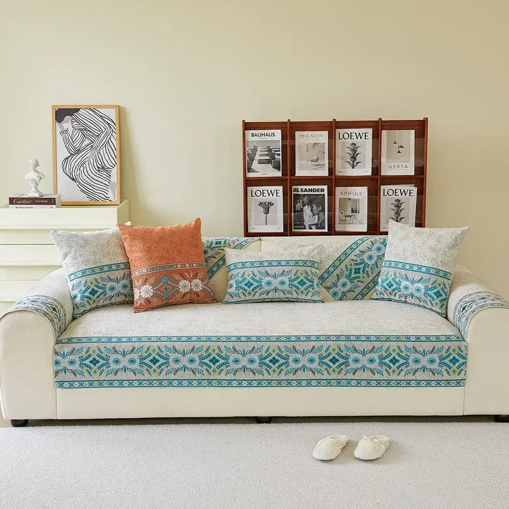 Boho Durable I-shaped Sofa Cover Anti-scratch Cushion Couch Cover Non-slip Slipcover - TaroTextile