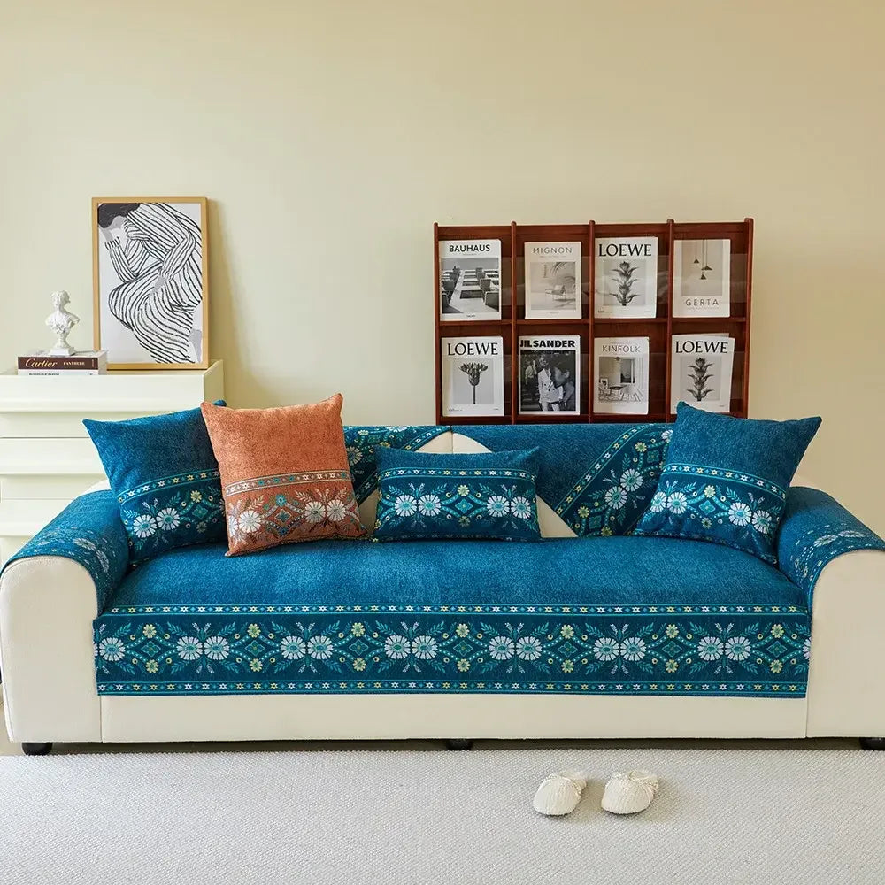Boho Durable I-shaped Sofa Cover Anti-scratch Cushion Couch Cover Non-slip Slipcover - TaroTextile