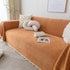 Boho Herringbone Sofa Throw Blanket with Pom Pom Tassels Stylish Furniture Slipcover - TaroTextile