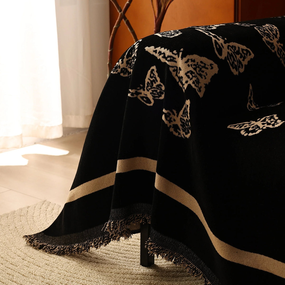 Butterfly Jacquard Soft Couch Blankets Cover for Couch Reversible Modern Sofa Slipcover Throw Covers - TaroTextile