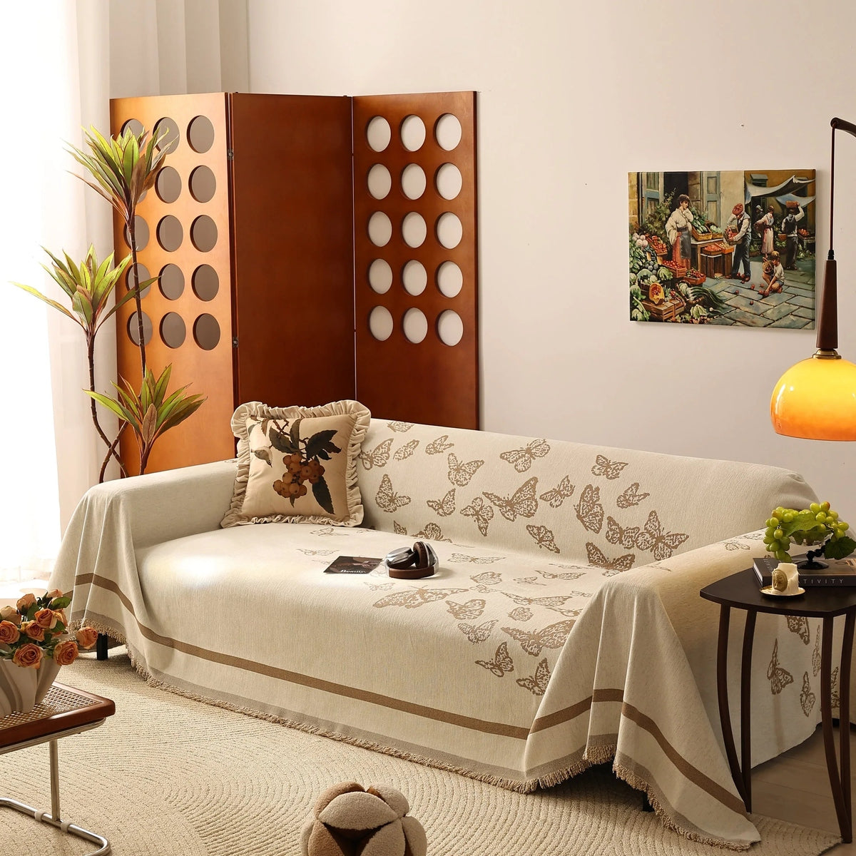 Butterfly Jacquard Soft Couch Blankets Cover for Couch Reversible Modern Sofa Slipcover Throw Covers - TaroTextile