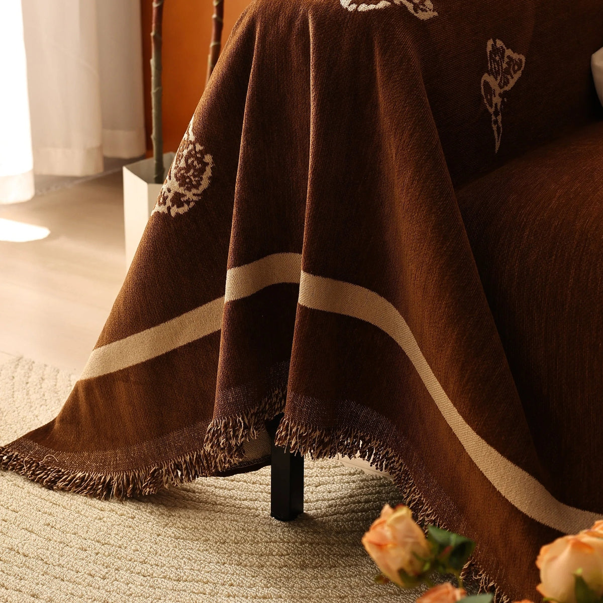 Butterfly Jacquard Soft Couch Blankets Cover for Couch Reversible Modern Sofa Slipcover Throw Covers - TaroTextile