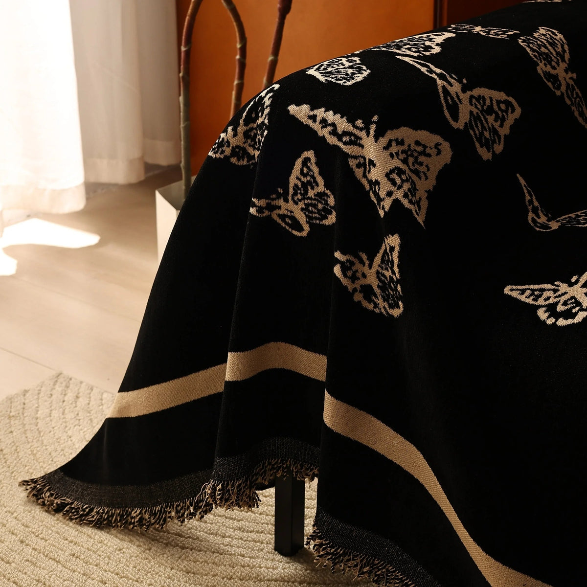 Butterfly Jacquard Soft Couch Blankets Cover for Couch Reversible Modern Sofa Slipcover Throw Covers - TaroTextile