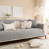 Embossed Leaf Cotton Quilted Sofa Cover Non-Slip Couch Protector with Thick Padding