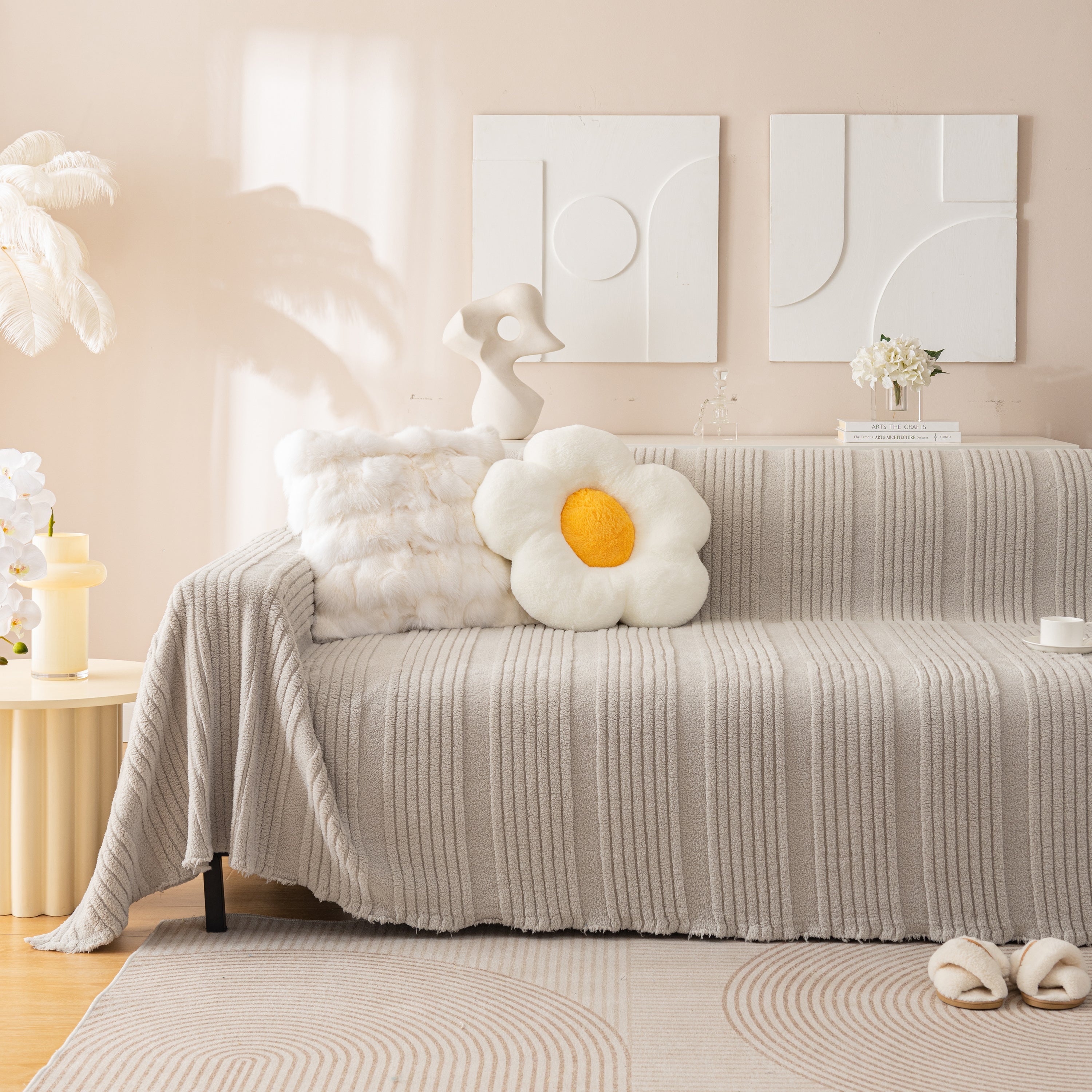 Luxury Oversized Soft Plush L Shape Couch Cover Sofa Throw Cover, Extra Large Blanket to Cover Couch