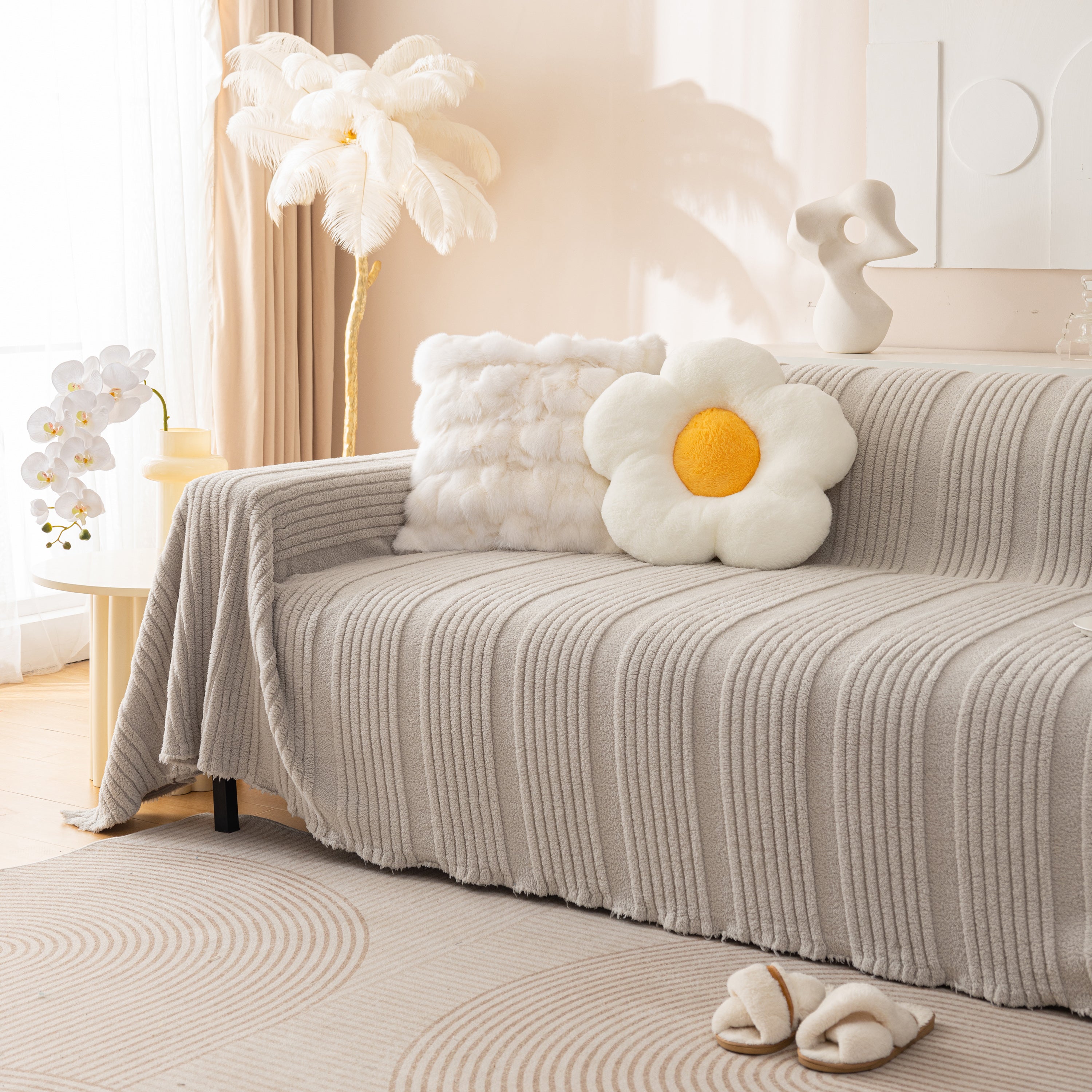 Luxury Oversized Soft Plush L Shape Couch Cover Sofa Throw Cover, Extra Large Blanket to Cover Couch