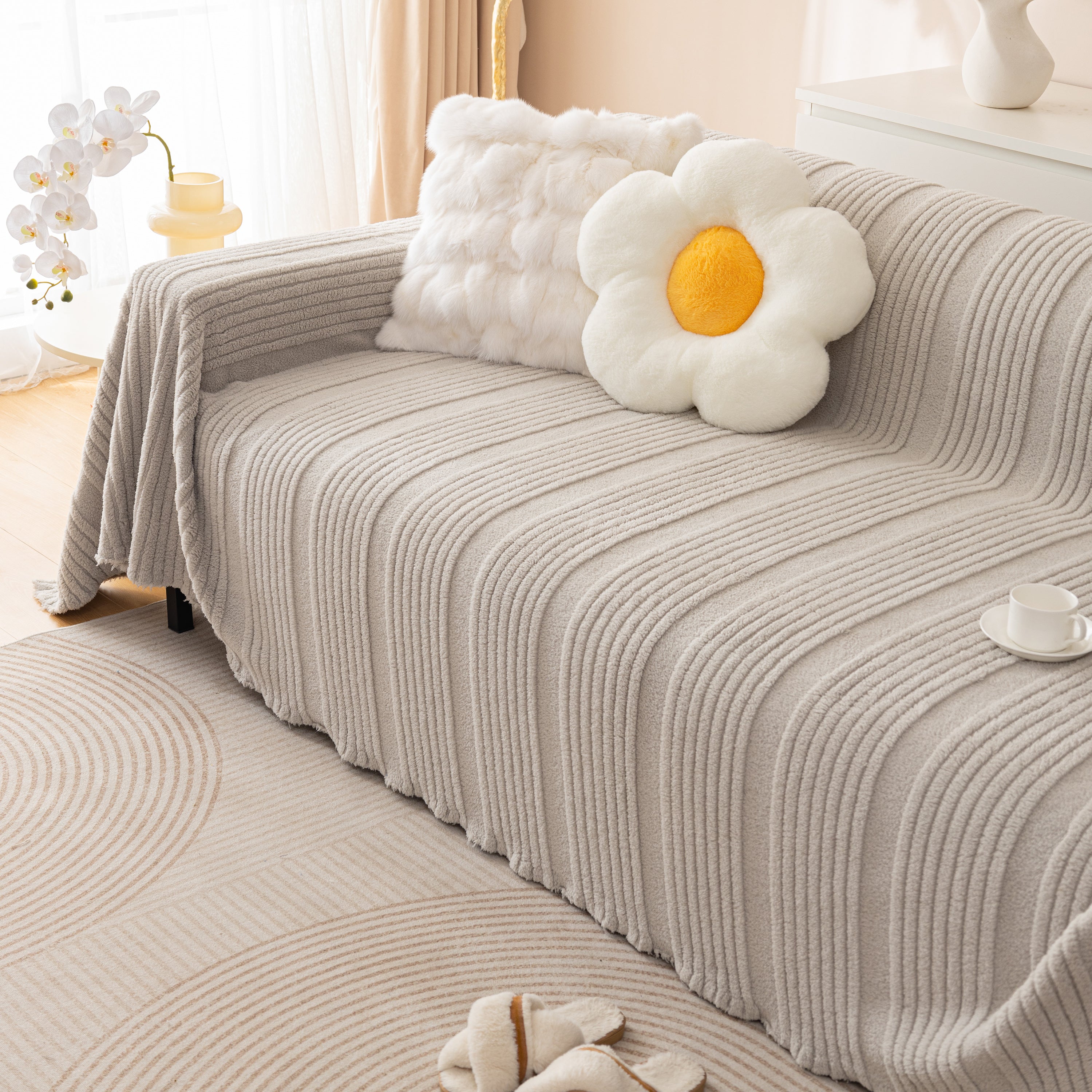 Luxury Oversized Soft Plush L Shape Couch Cover Sofa Throw Cover, Extra Large Blanket to Cover Couch