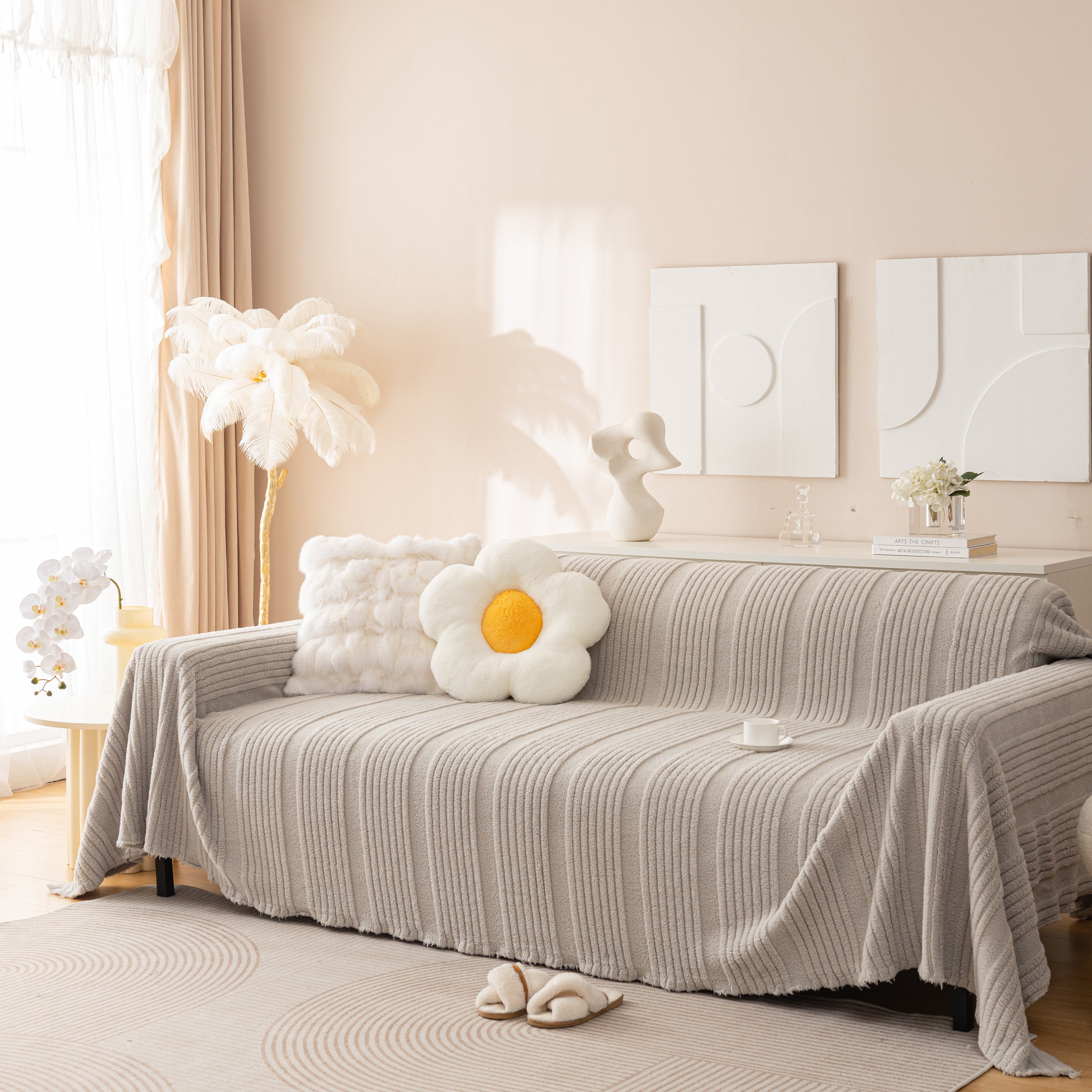 Luxury Oversized Soft Plush L Shape Couch Cover Sofa Throw Cover, Extra Large Blanket to Cover Couch