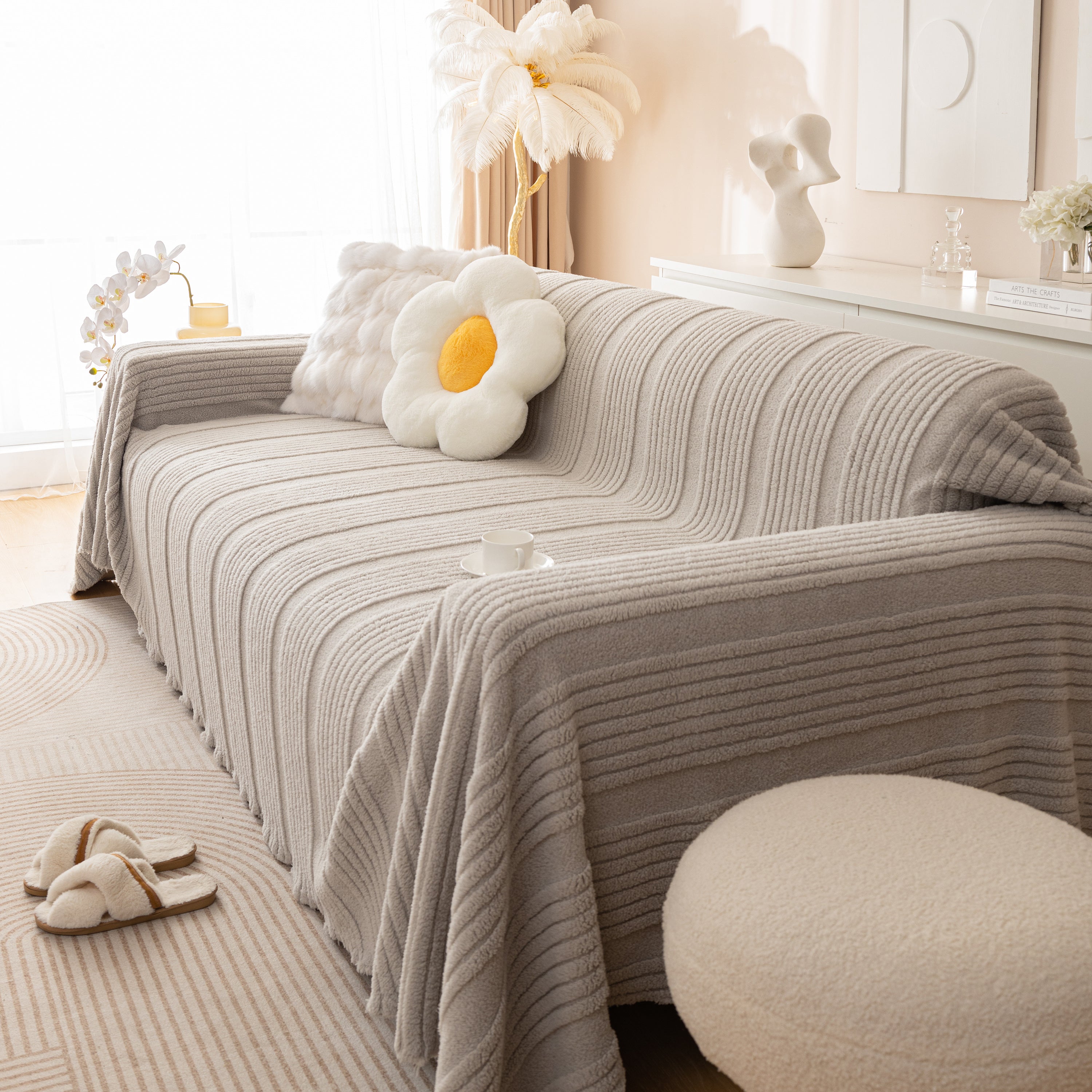 Luxury Oversized Soft Plush L Shape Couch Cover Sofa Throw Cover, Extra Large Blanket to Cover Couch