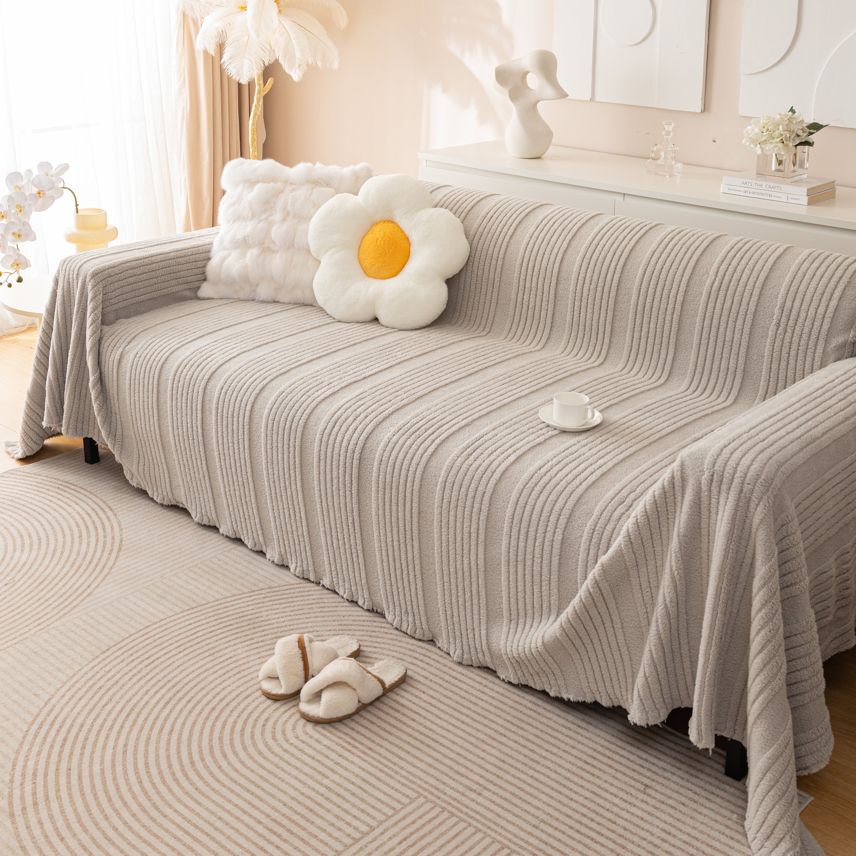 Luxury Oversized Soft Plush L Shape Couch Cover Sofa Throw Cover, Extra Large Blanket to Cover Couch
